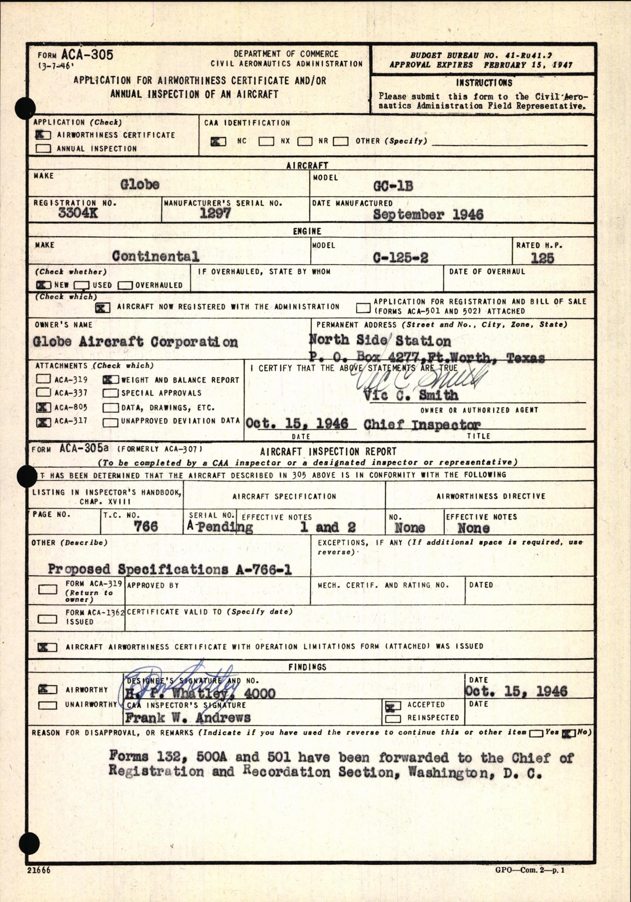 Sample page 5 from AirCorps Library document: Technical Information for Serial Number 1297