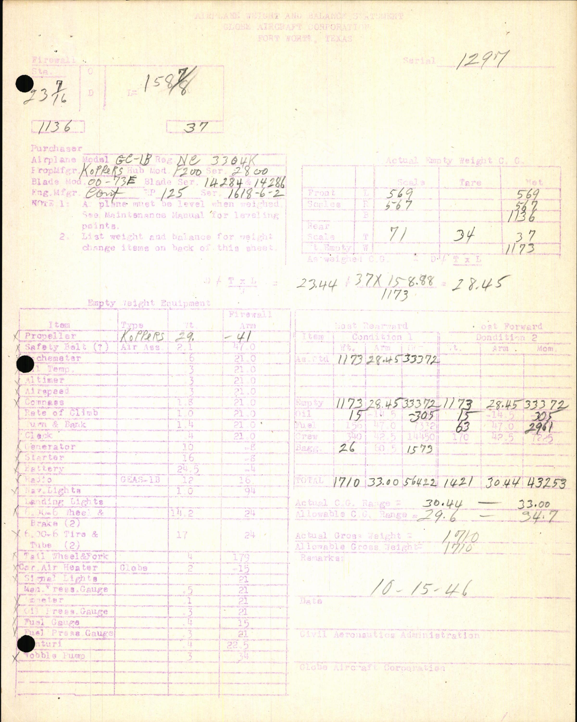 Sample page 7 from AirCorps Library document: Technical Information for Serial Number 1297