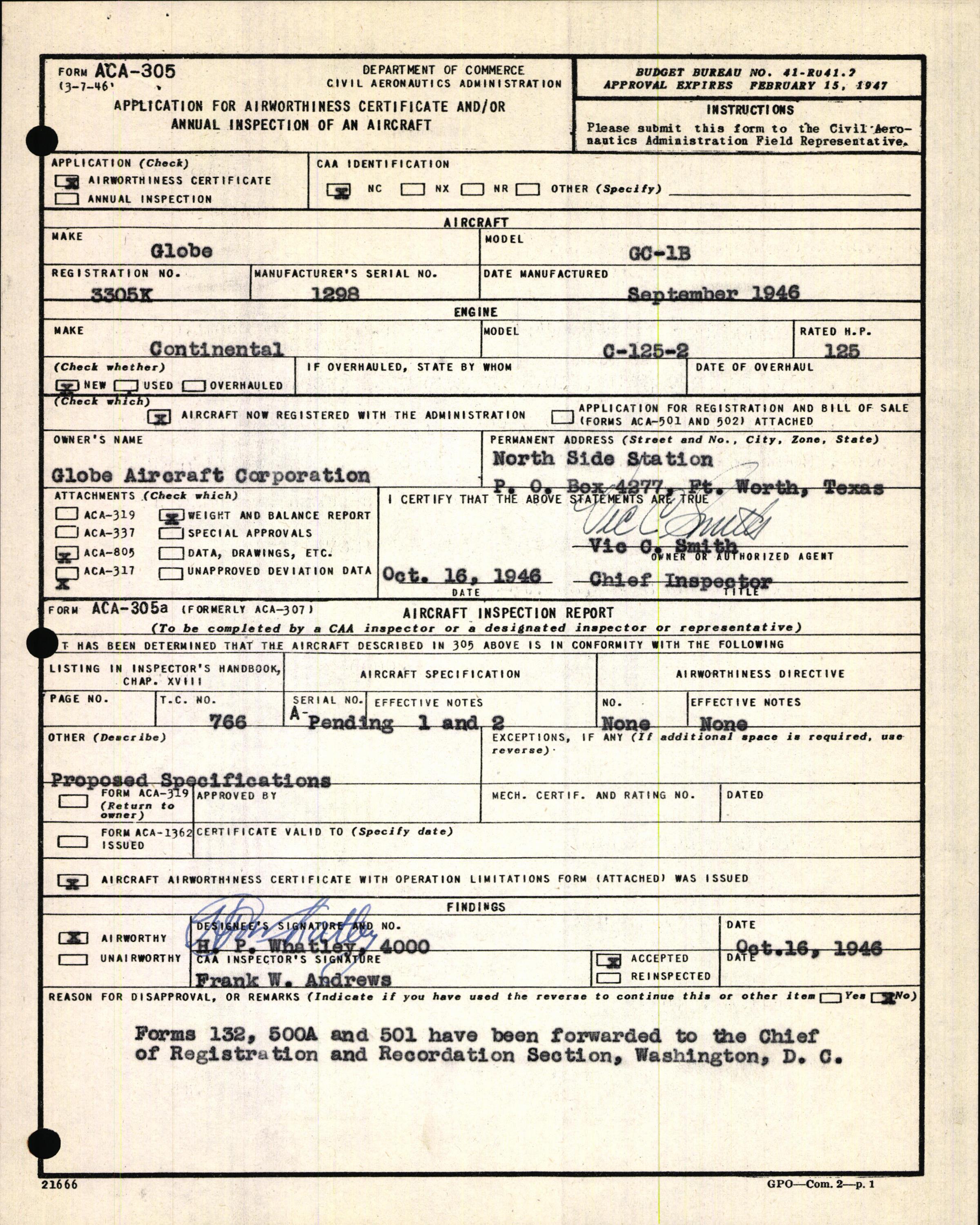 Sample page 5 from AirCorps Library document: Technical Information for Serial Number 1298