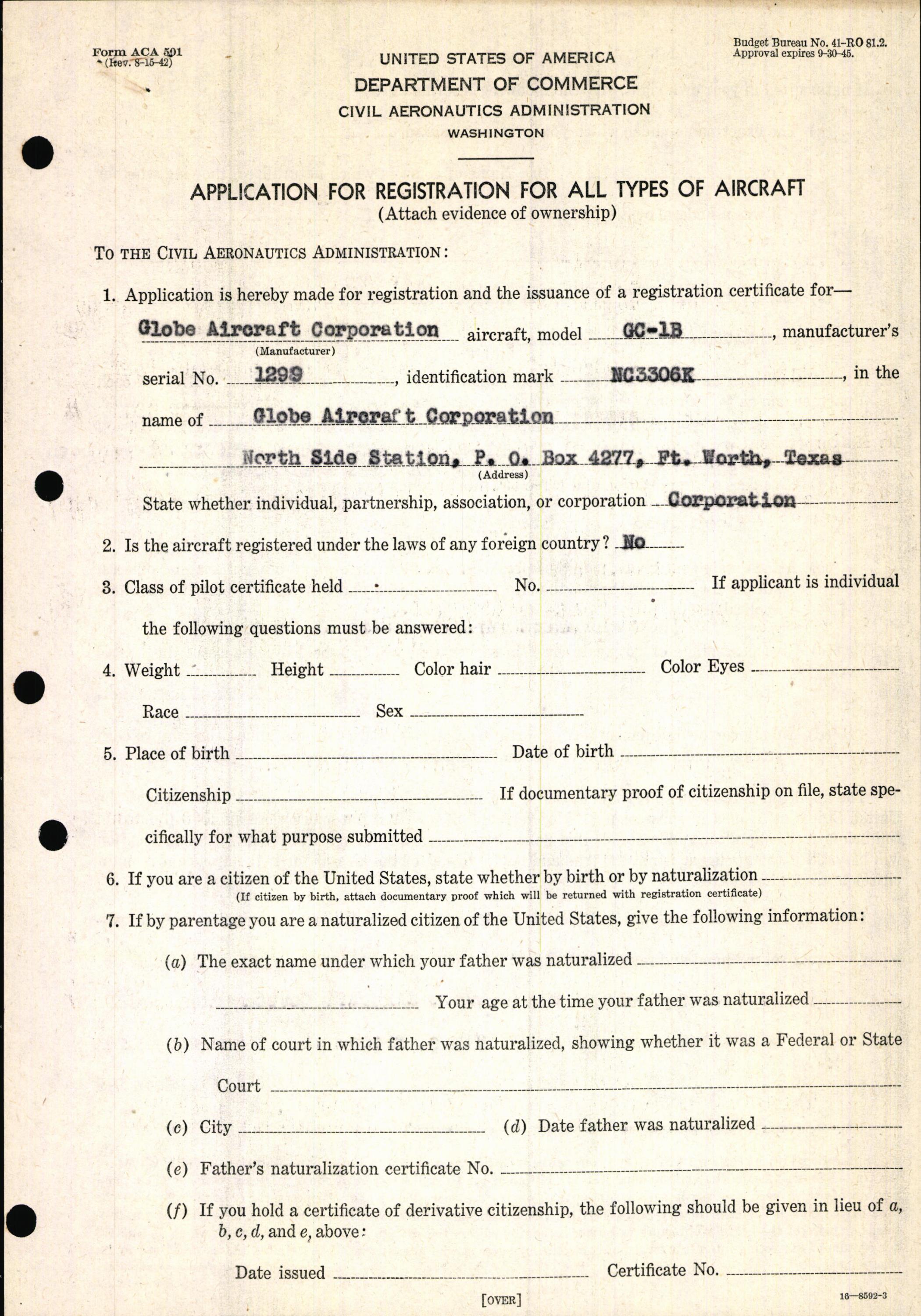Sample page 3 from AirCorps Library document: Technical Information for Serial Number 1299