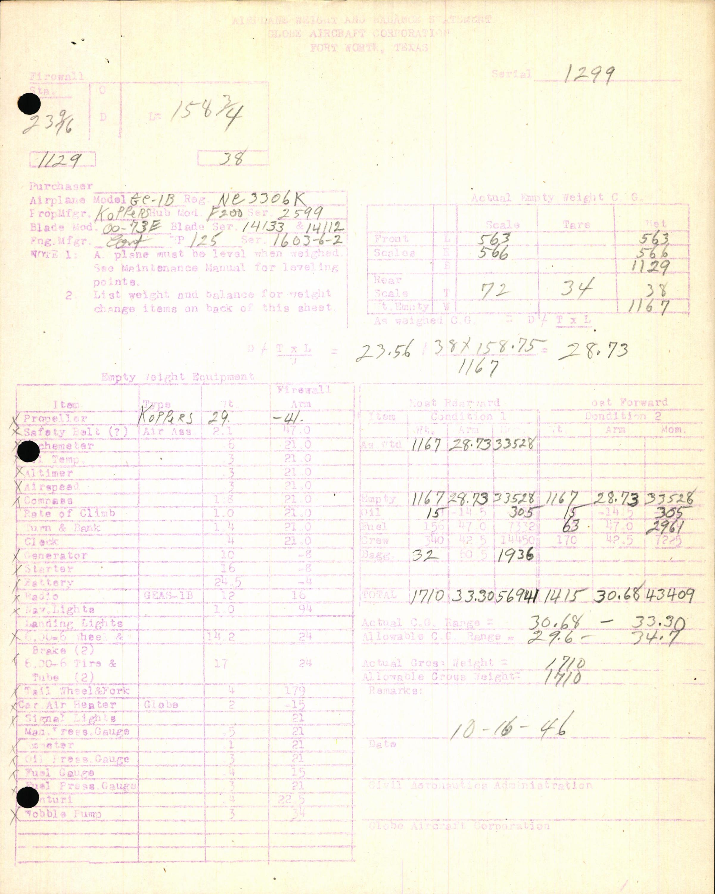 Sample page 7 from AirCorps Library document: Technical Information for Serial Number 1299