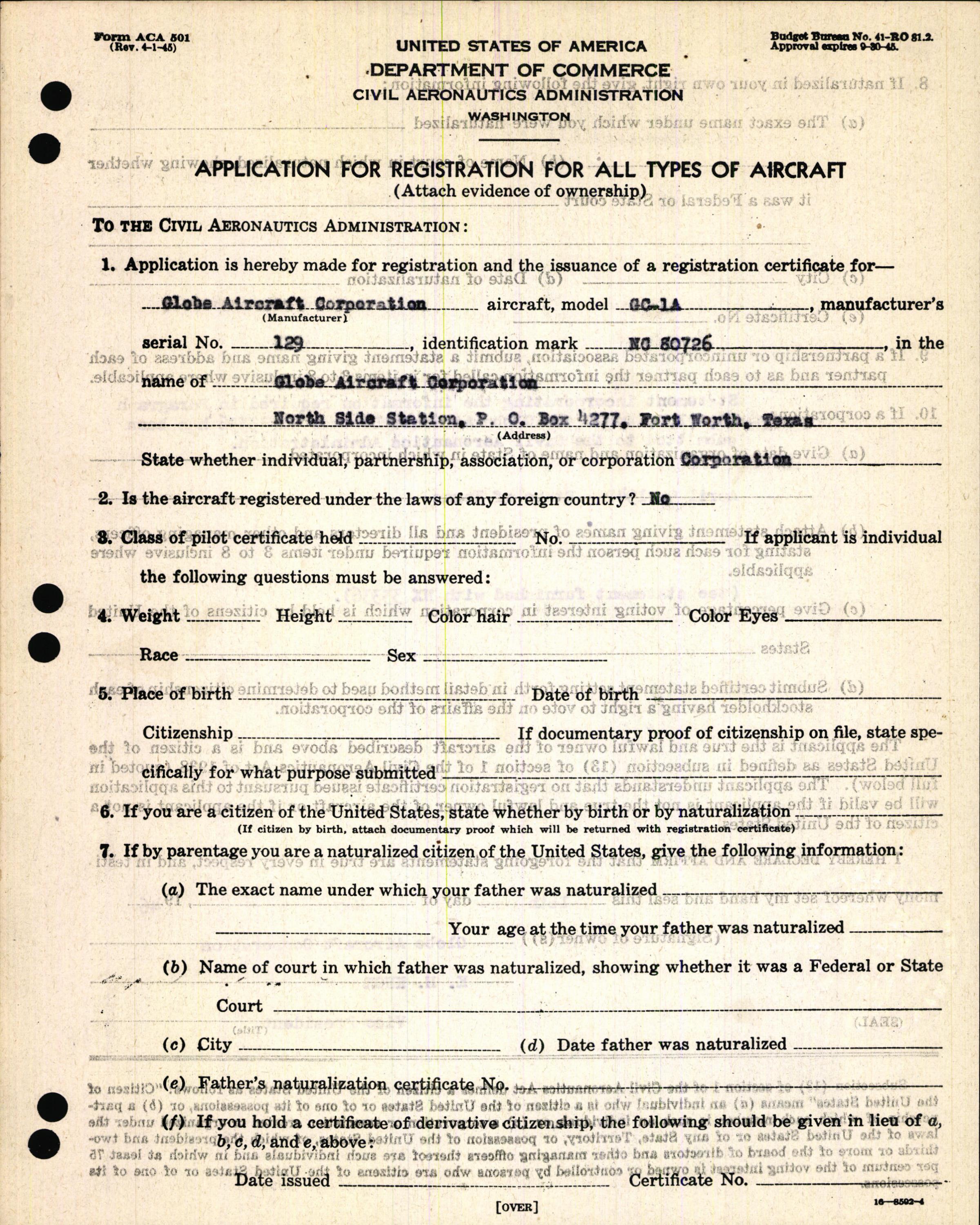 Sample page 5 from AirCorps Library document: Technical Information for Serial Number 129