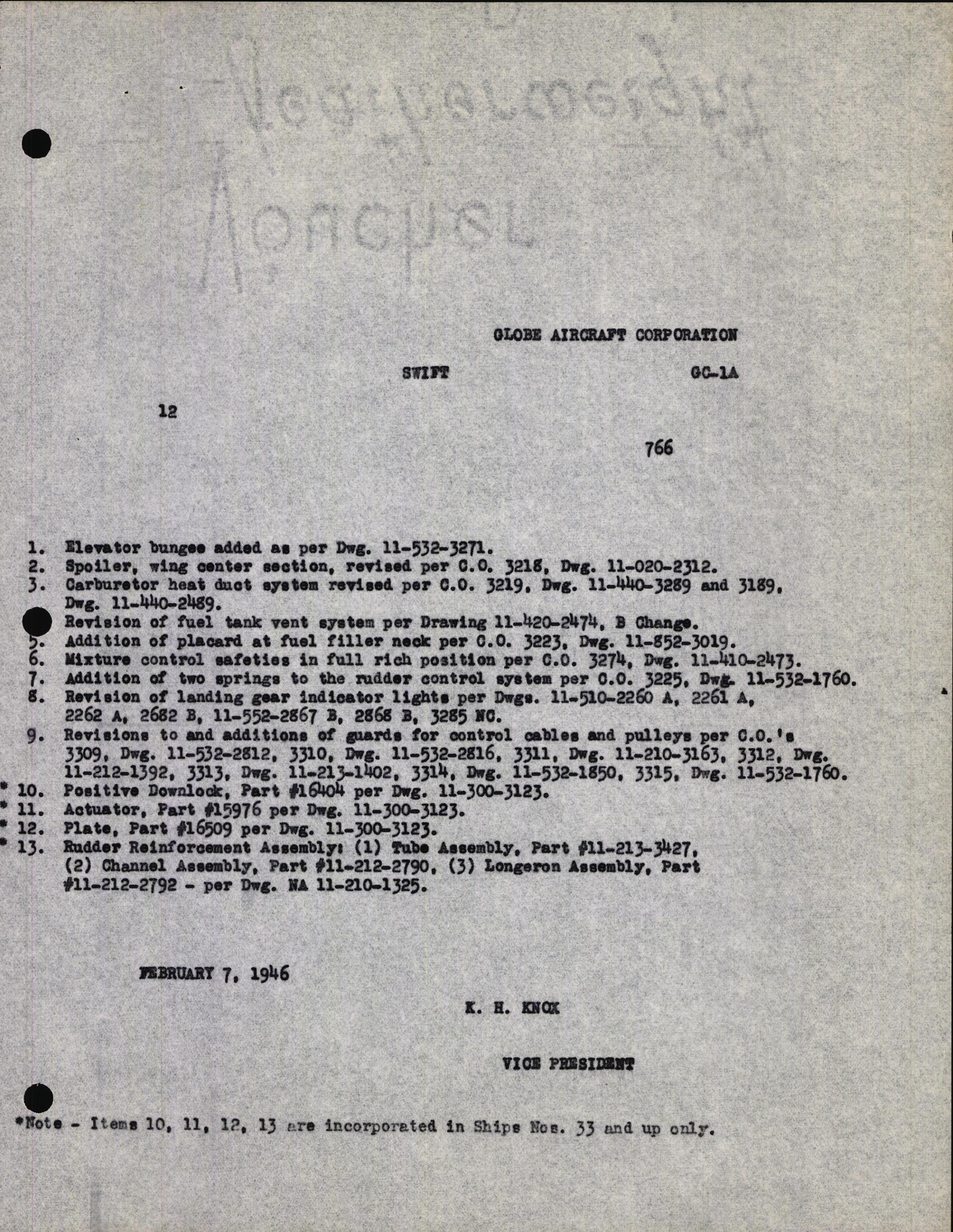 Sample page 5 from AirCorps Library document: Technical Information for Serial Number 12