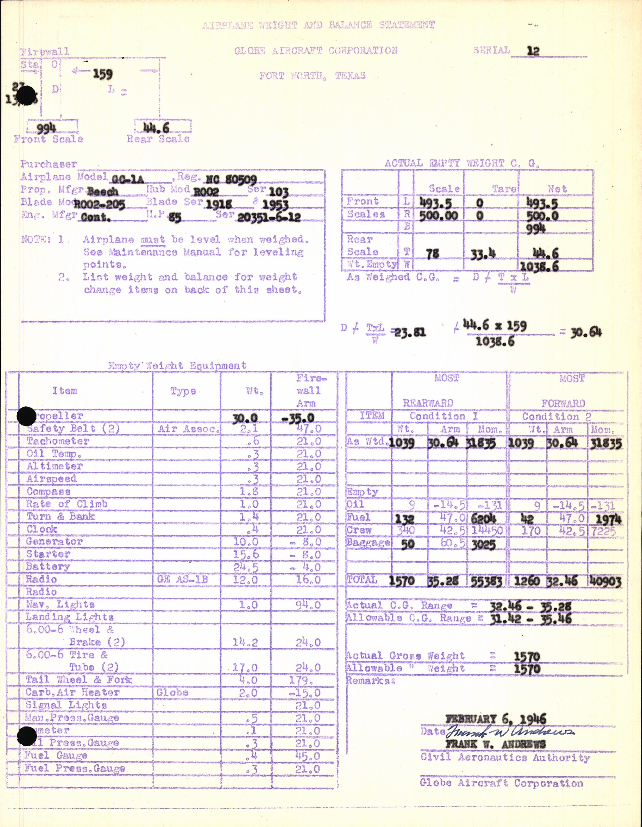 Sample page 9 from AirCorps Library document: Technical Information for Serial Number 12