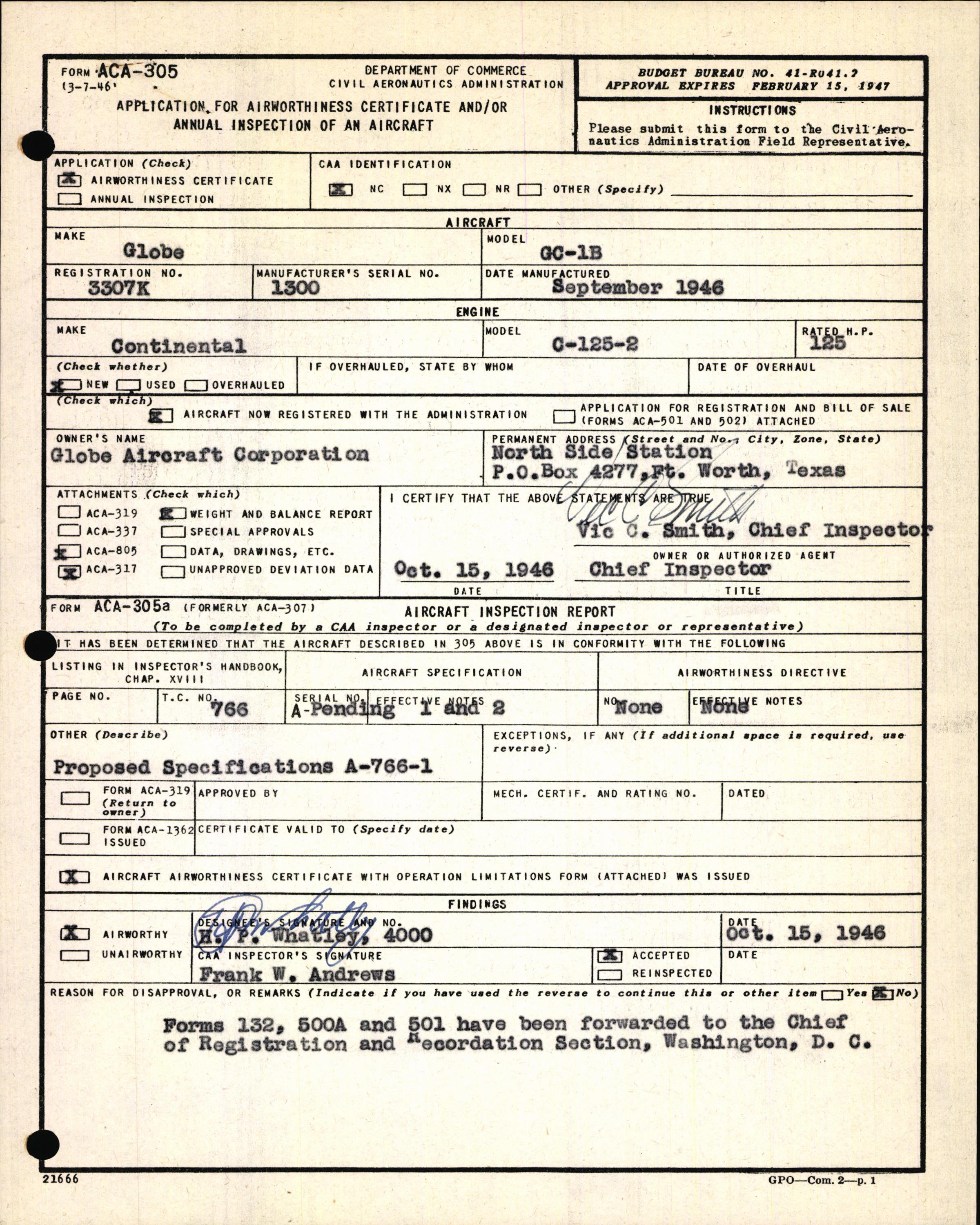 Sample page 3 from AirCorps Library document: Technical Information for Serial Number 1300