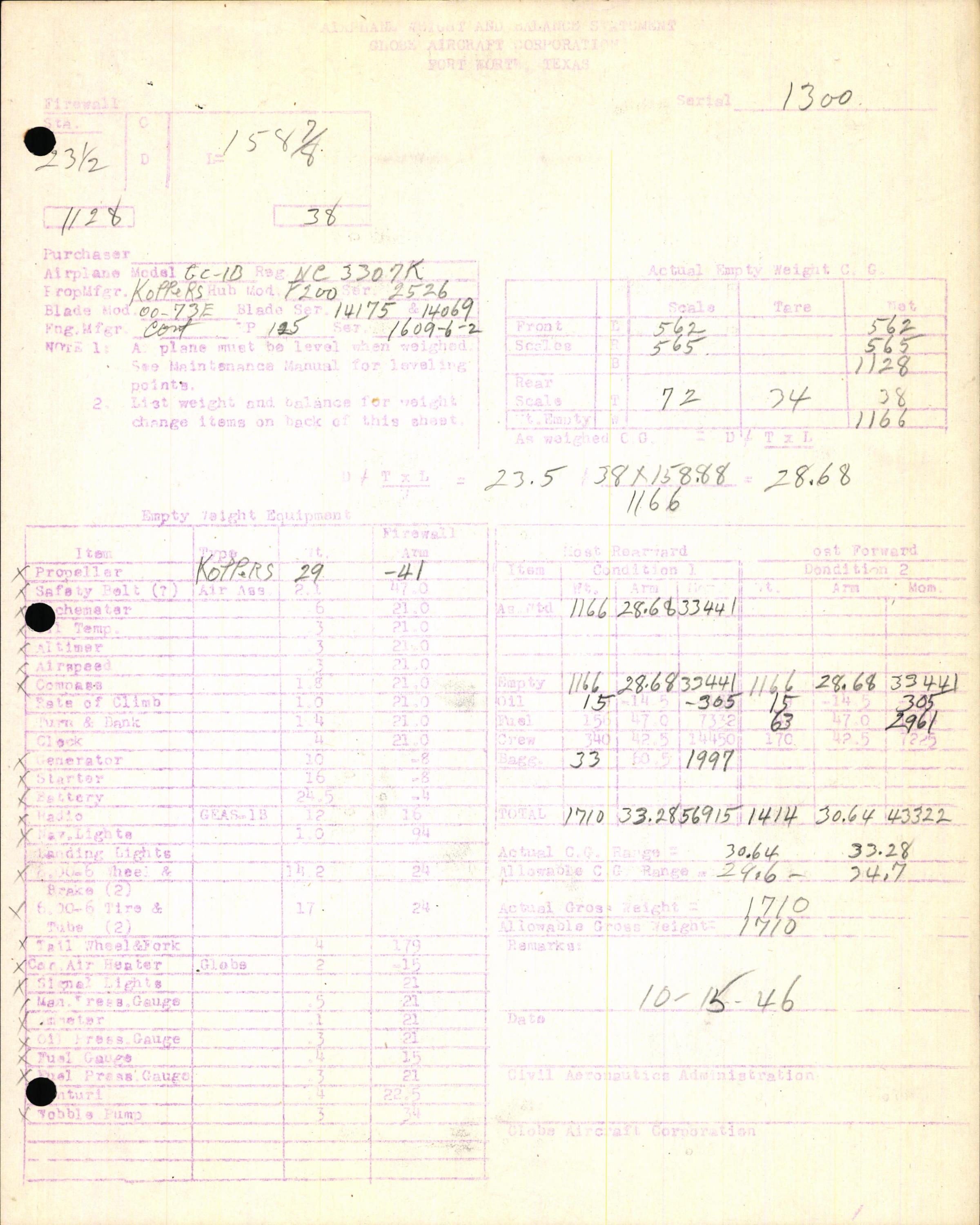 Sample page 7 from AirCorps Library document: Technical Information for Serial Number 1300