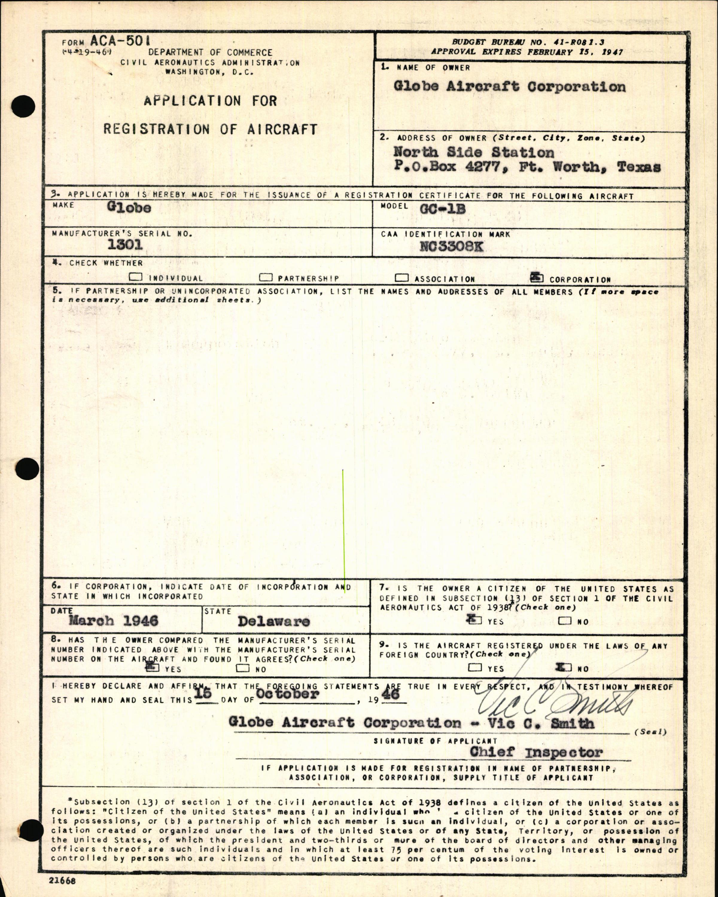 Sample page 3 from AirCorps Library document: Technical Information for Serial Number 1301