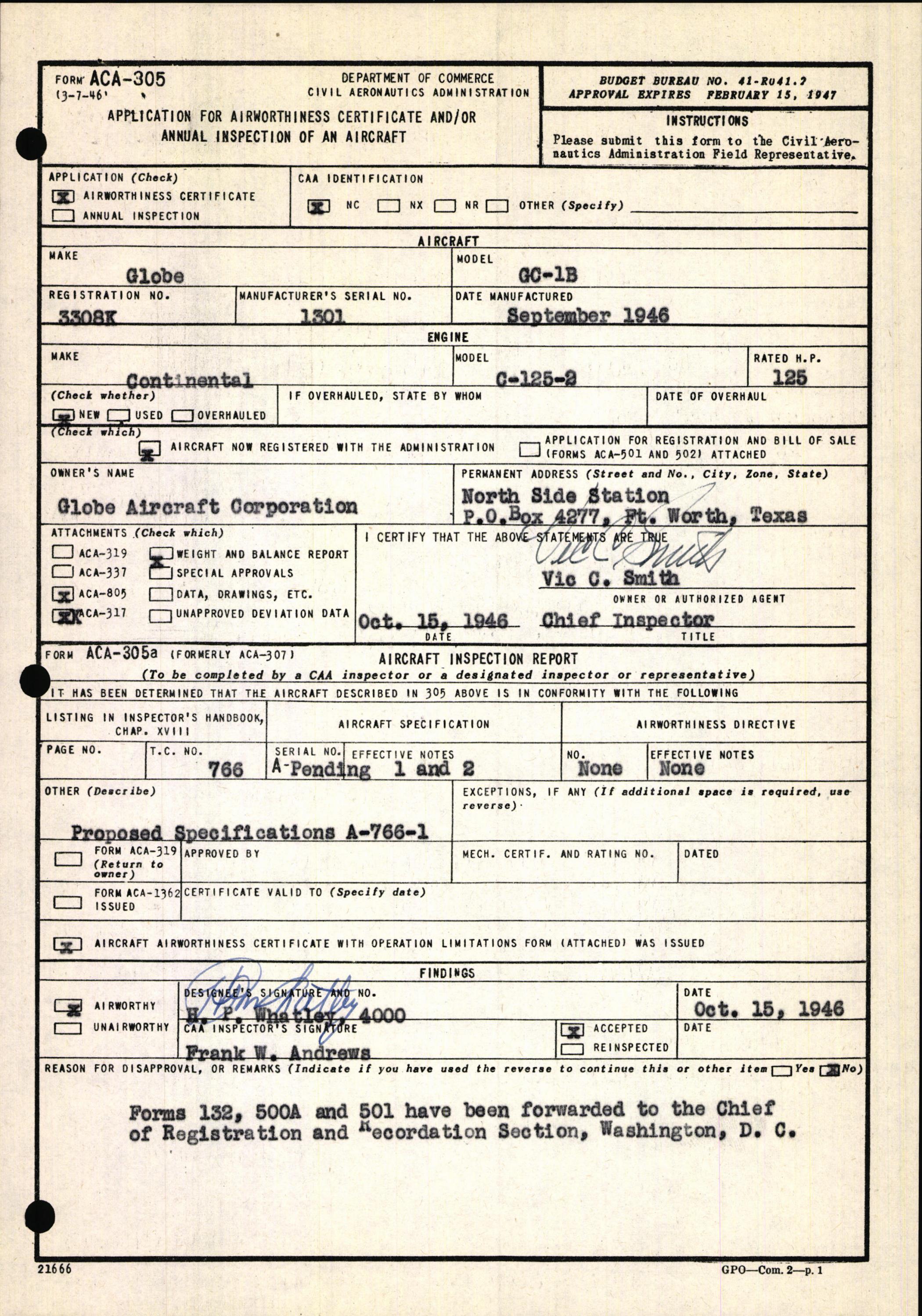 Sample page 5 from AirCorps Library document: Technical Information for Serial Number 1301