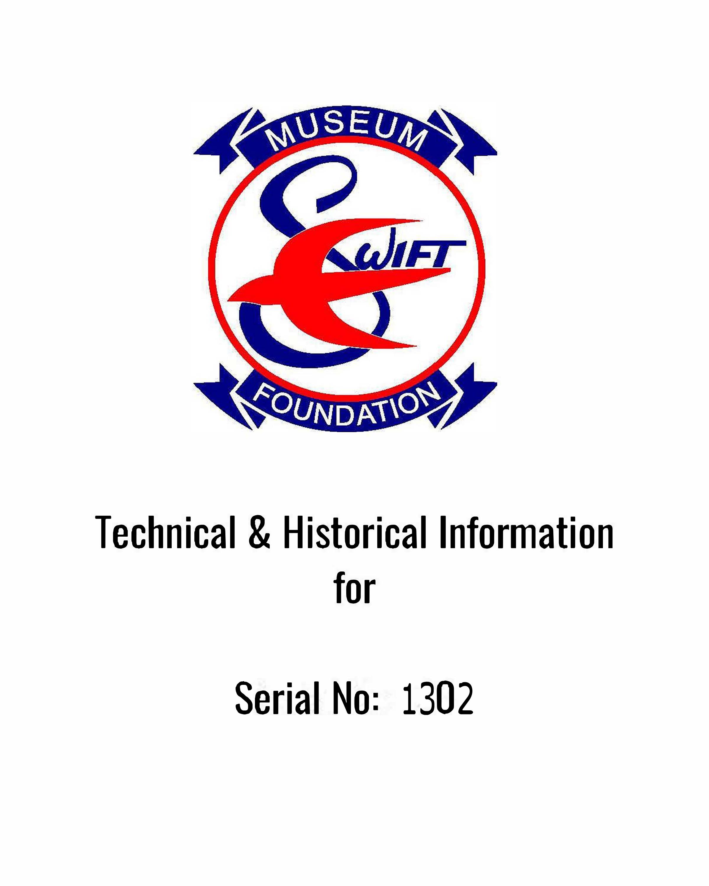 Sample page 1 from AirCorps Library document: Technical Information for Serial Number 1302