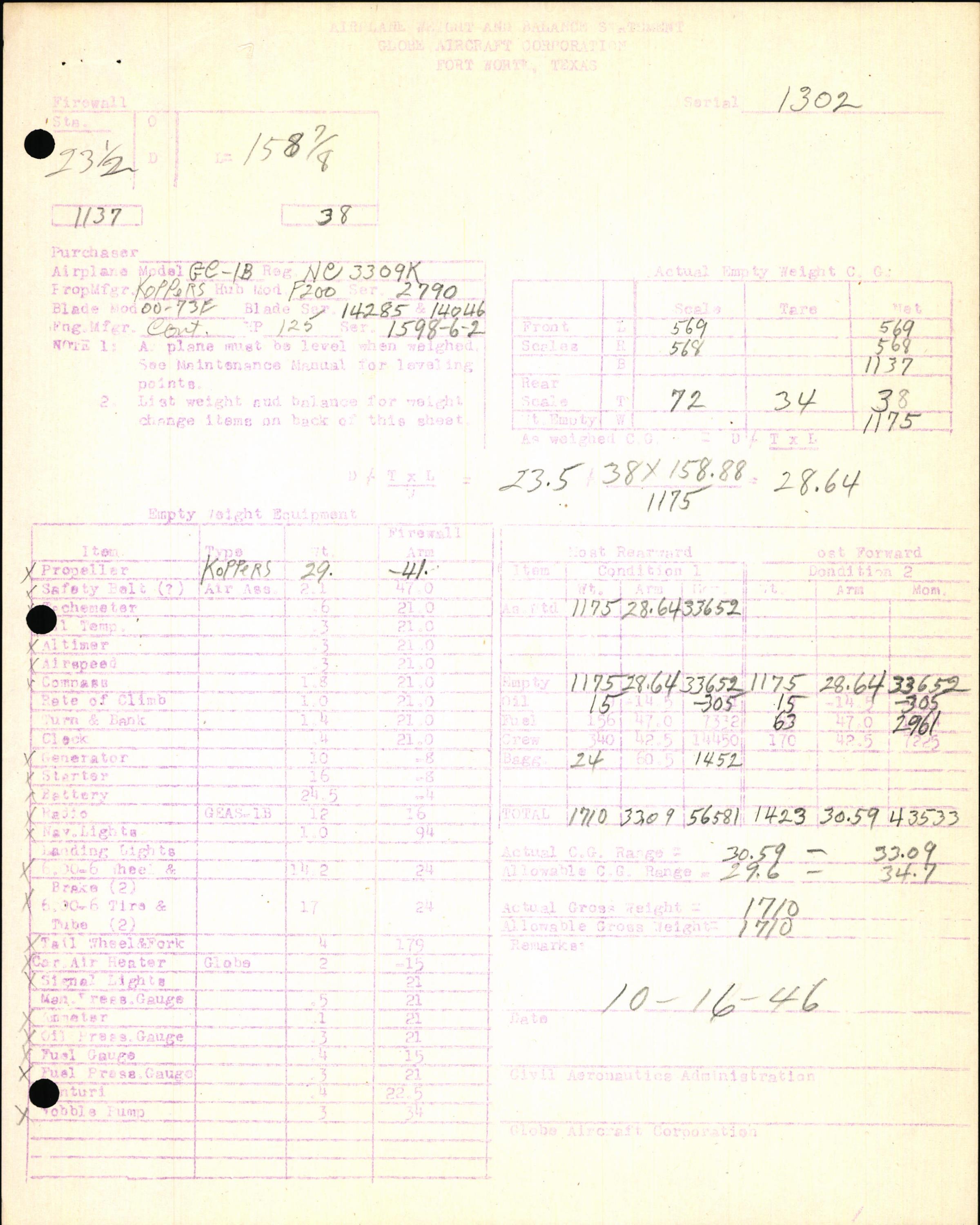 Sample page 9 from AirCorps Library document: Technical Information for Serial Number 1302