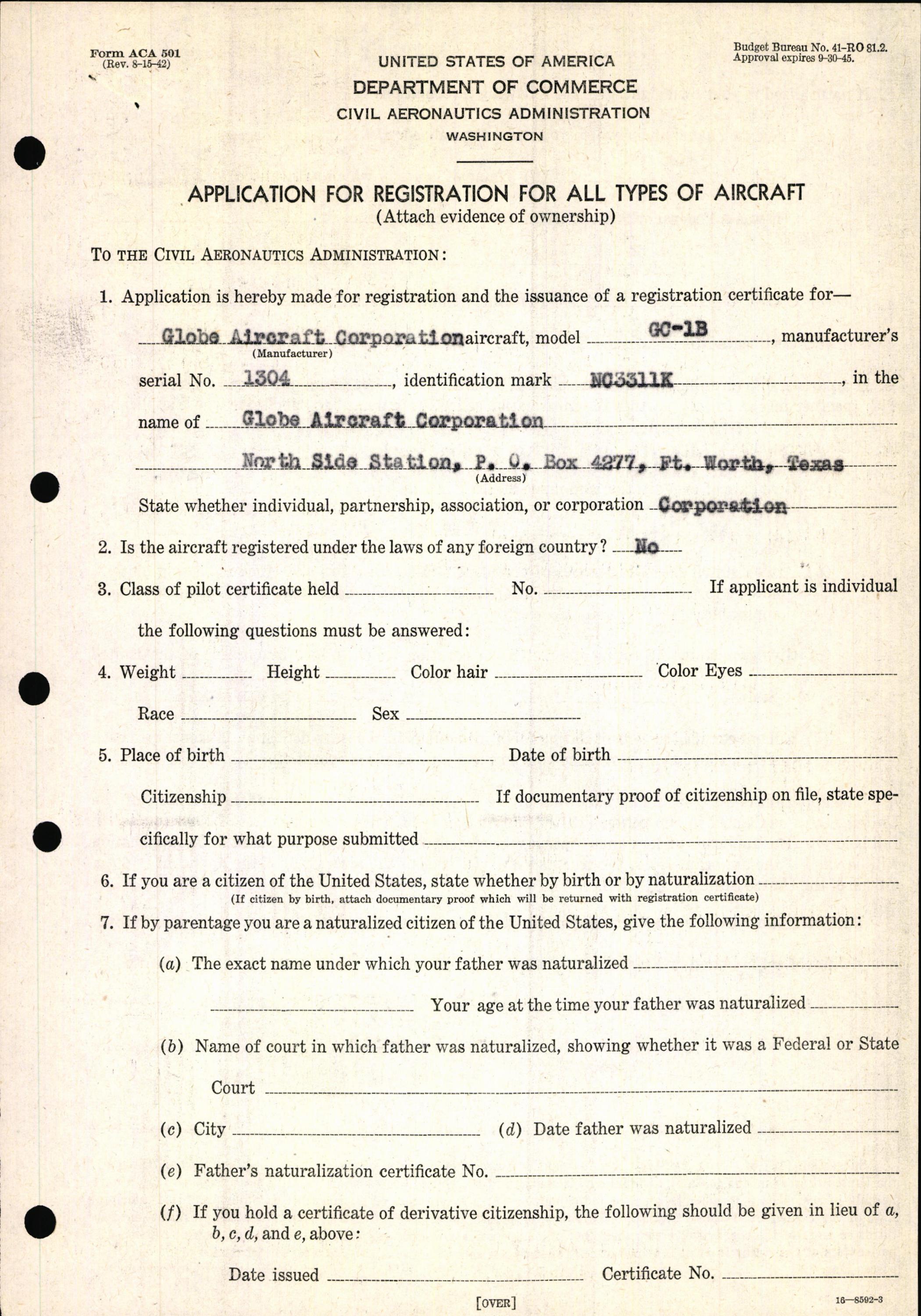 Sample page 5 from AirCorps Library document: Technical Information for Serial Number 1304