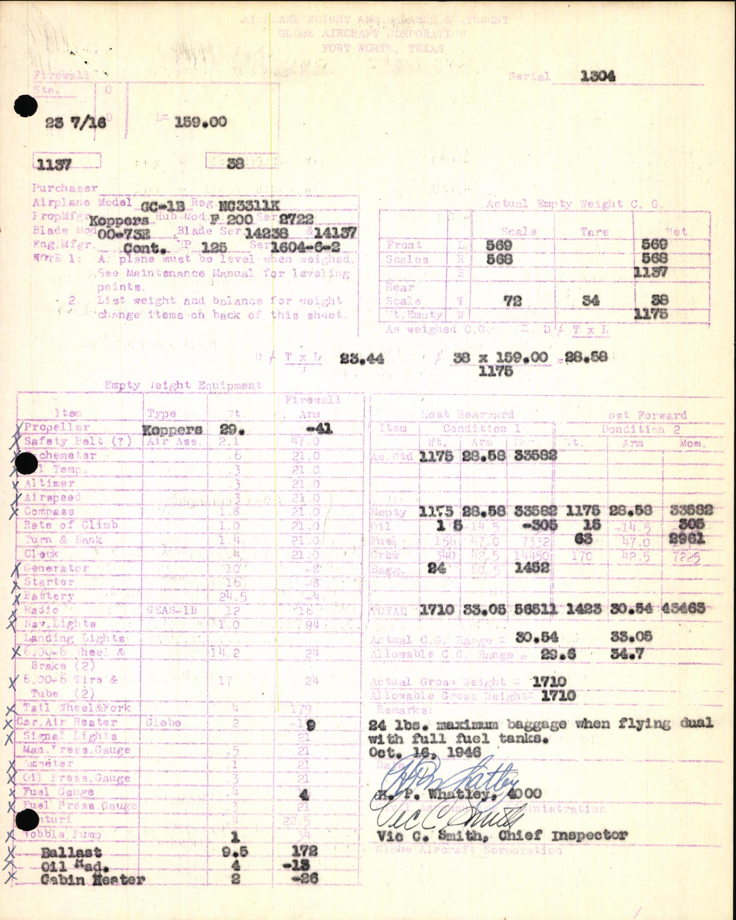 Sample page 7 from AirCorps Library document: Technical Information for Serial Number 1304