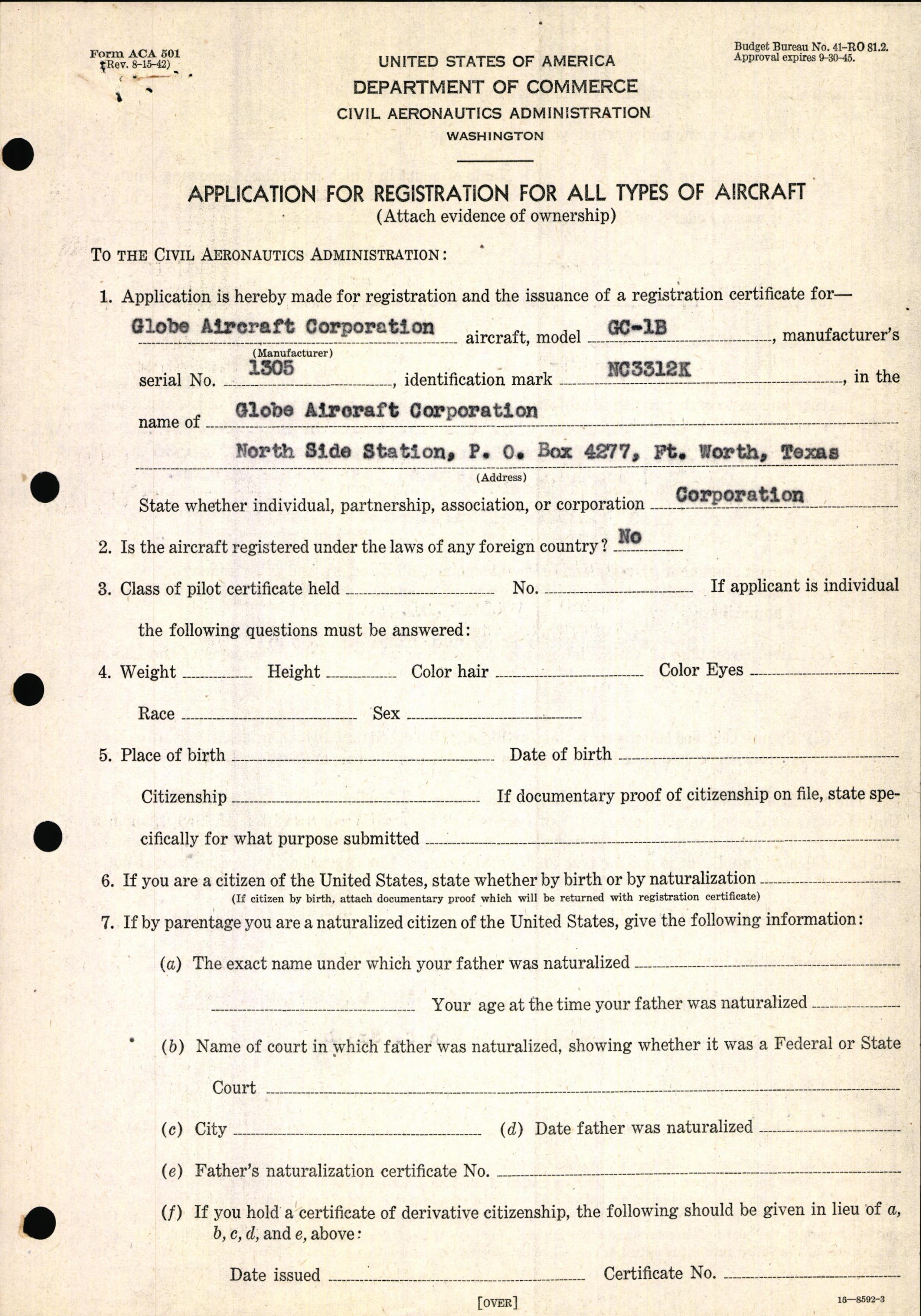 Sample page 3 from AirCorps Library document: Technical Information for Serial Number 1305