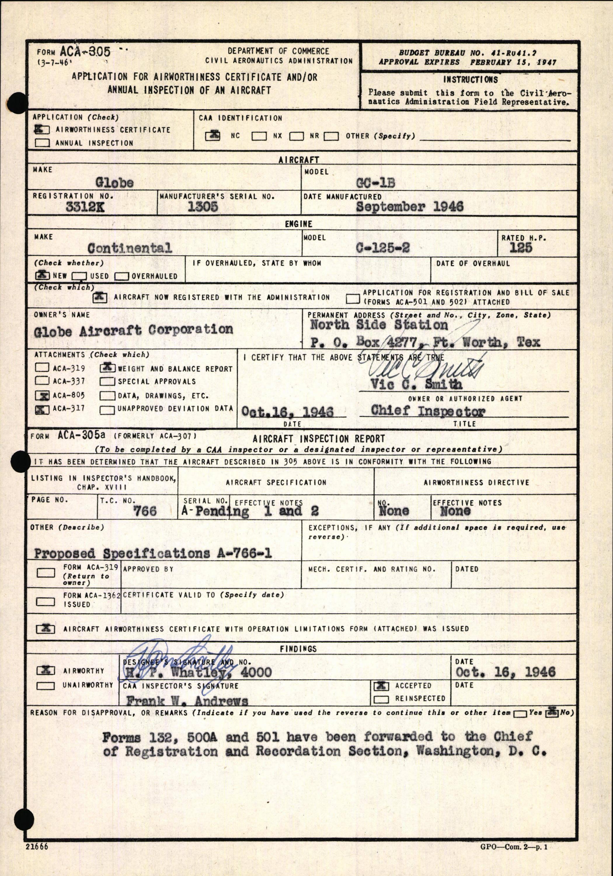 Sample page 5 from AirCorps Library document: Technical Information for Serial Number 1305