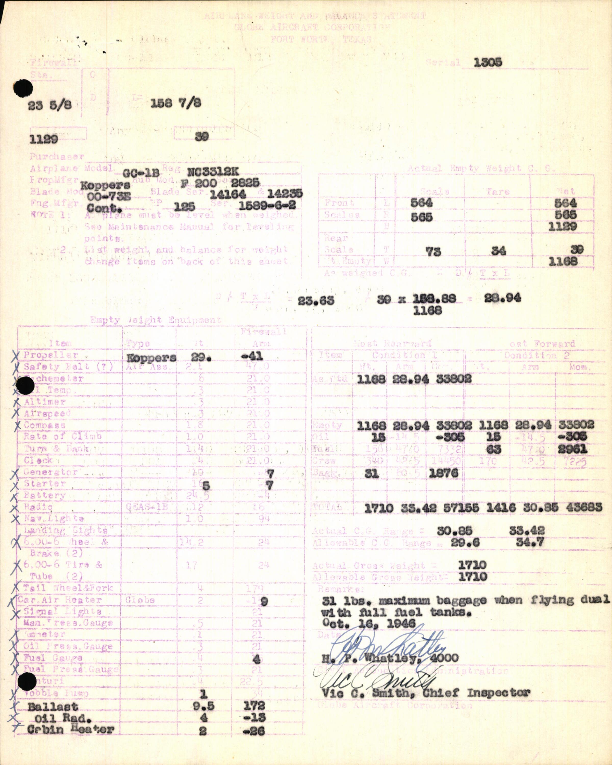 Sample page 7 from AirCorps Library document: Technical Information for Serial Number 1305