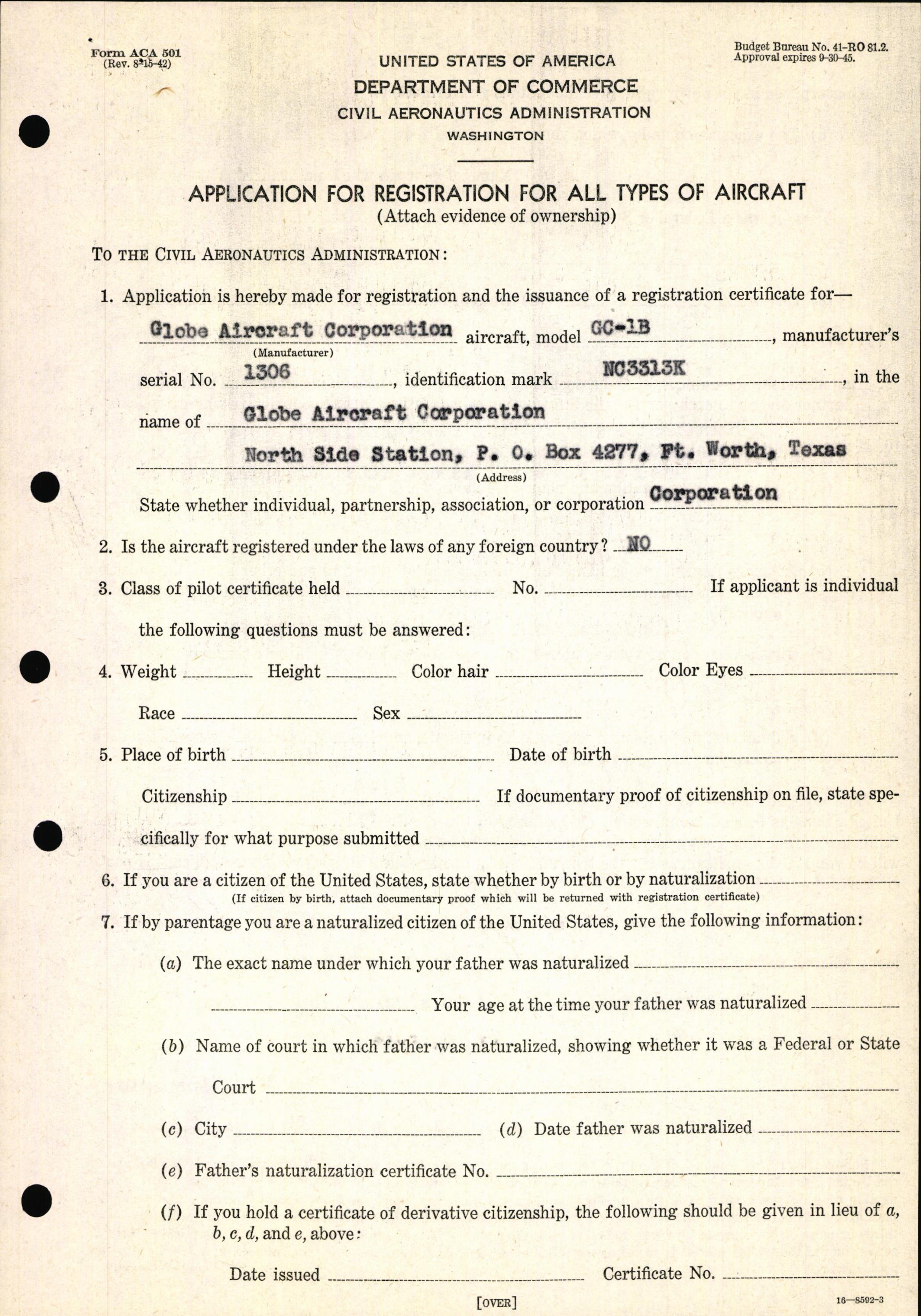 Sample page 5 from AirCorps Library document: Technical Information for Serial Number 1306