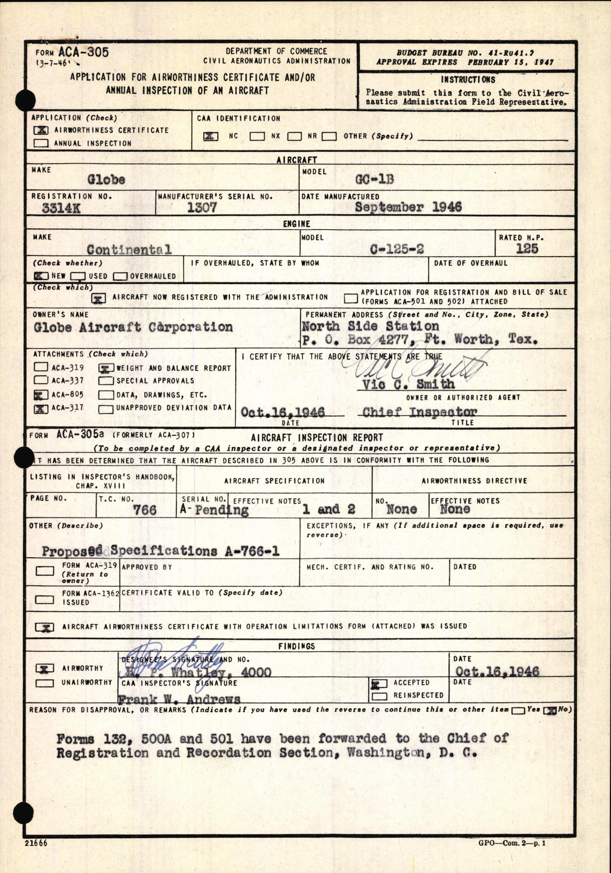 Sample page 3 from AirCorps Library document: Technical Information for Serial Number 1307