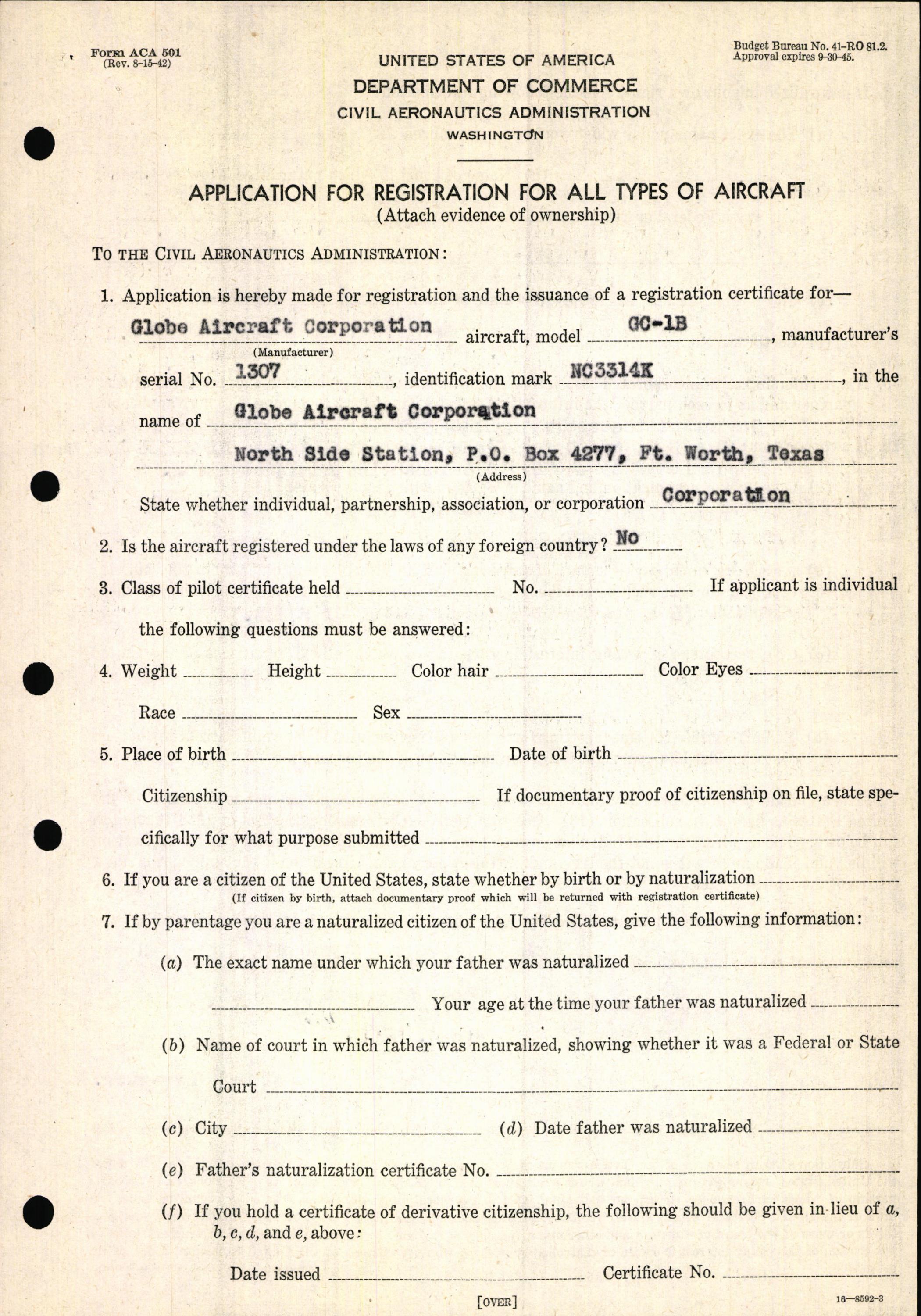 Sample page 5 from AirCorps Library document: Technical Information for Serial Number 1307