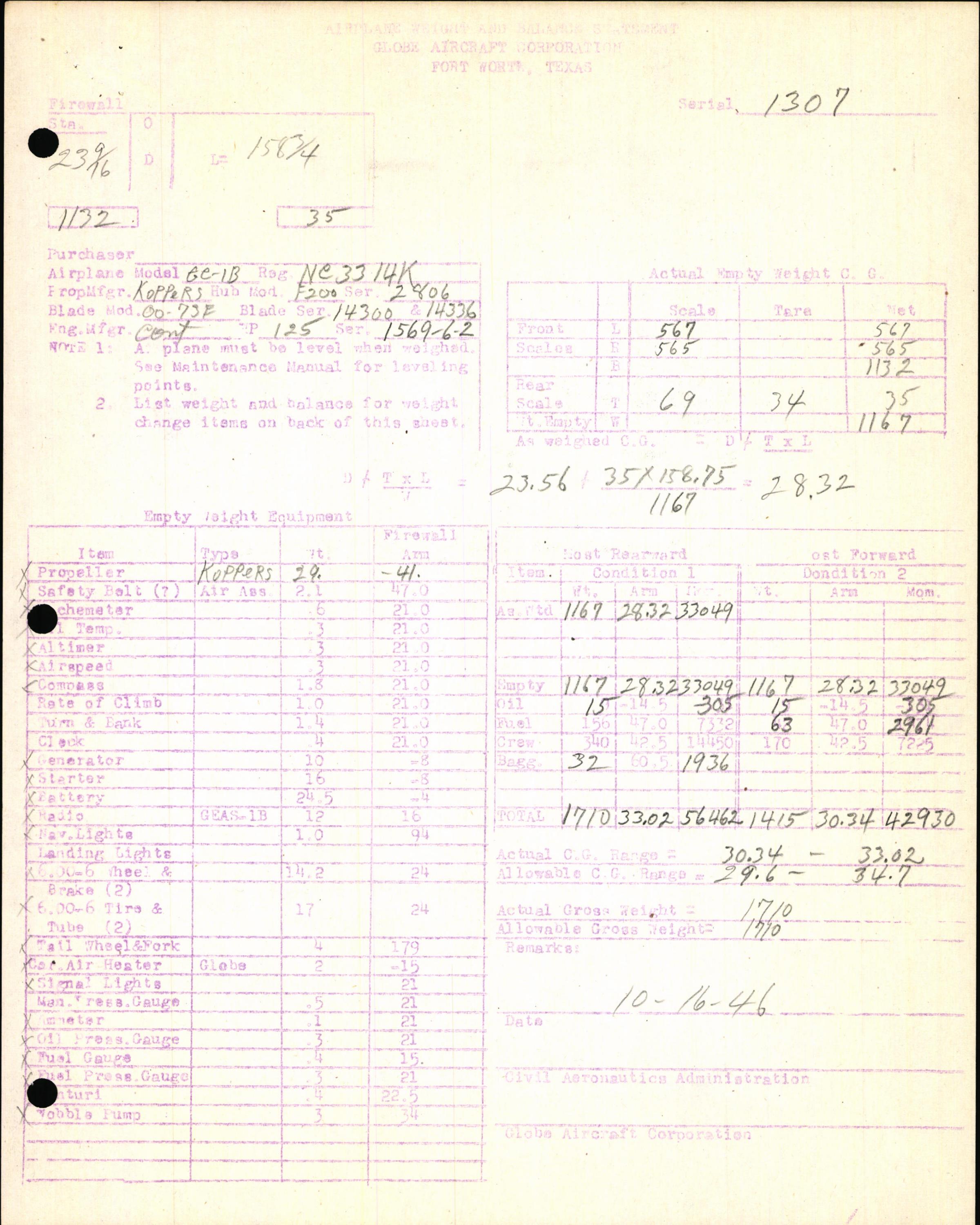 Sample page 7 from AirCorps Library document: Technical Information for Serial Number 1307
