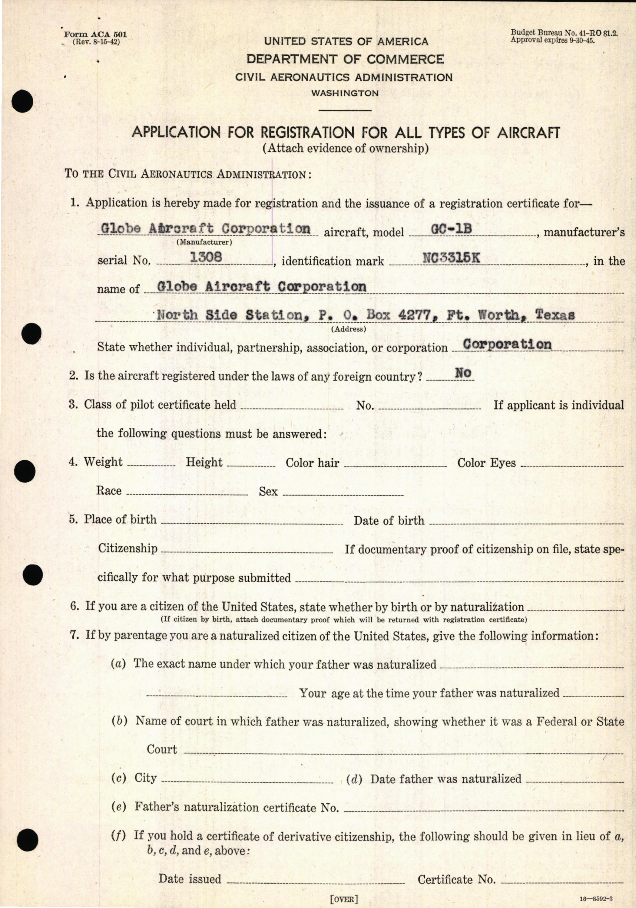 Sample page 5 from AirCorps Library document: Technical Information for Serial Number 1308