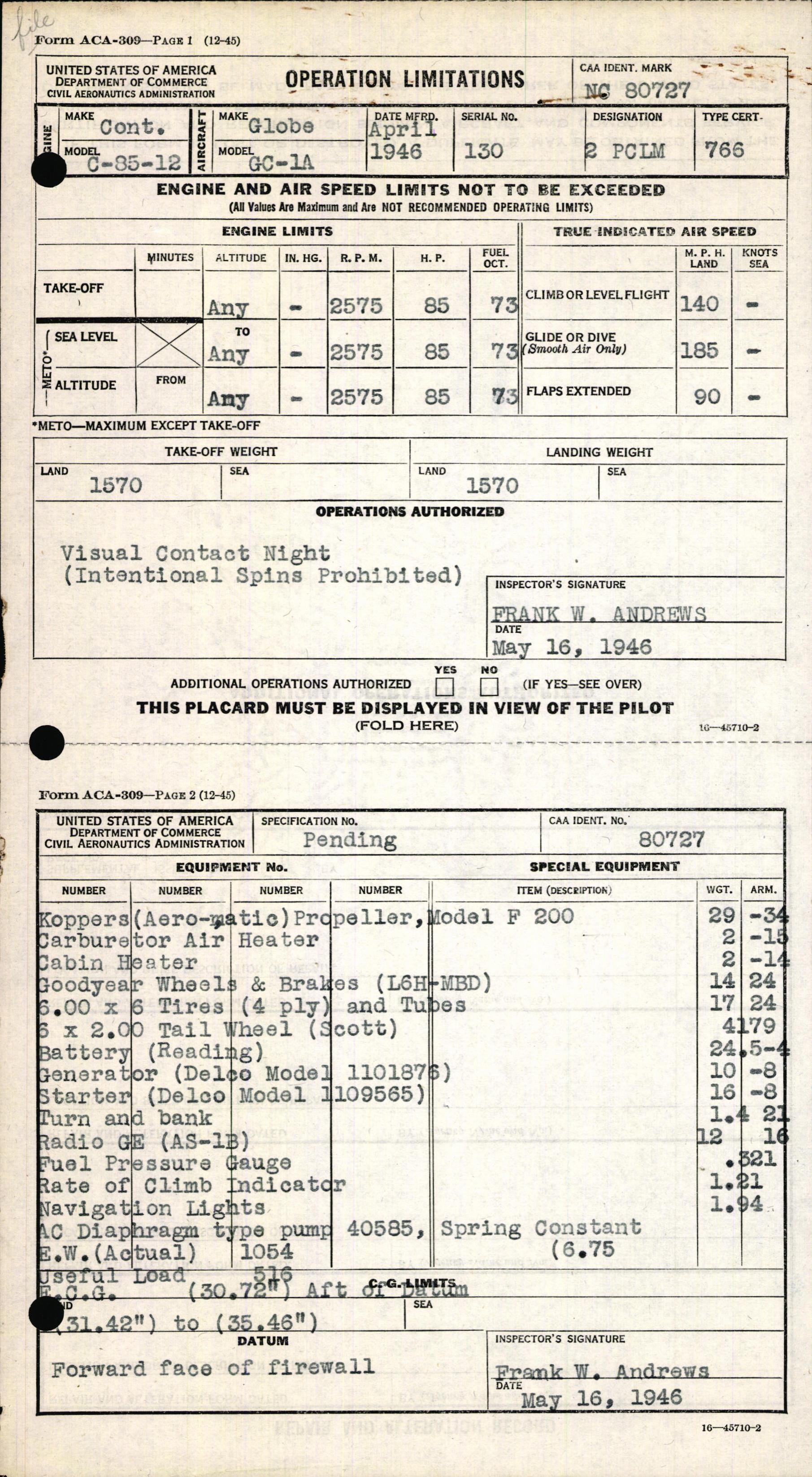 Sample page 5 from AirCorps Library document: Technical Information for Serial Number 130