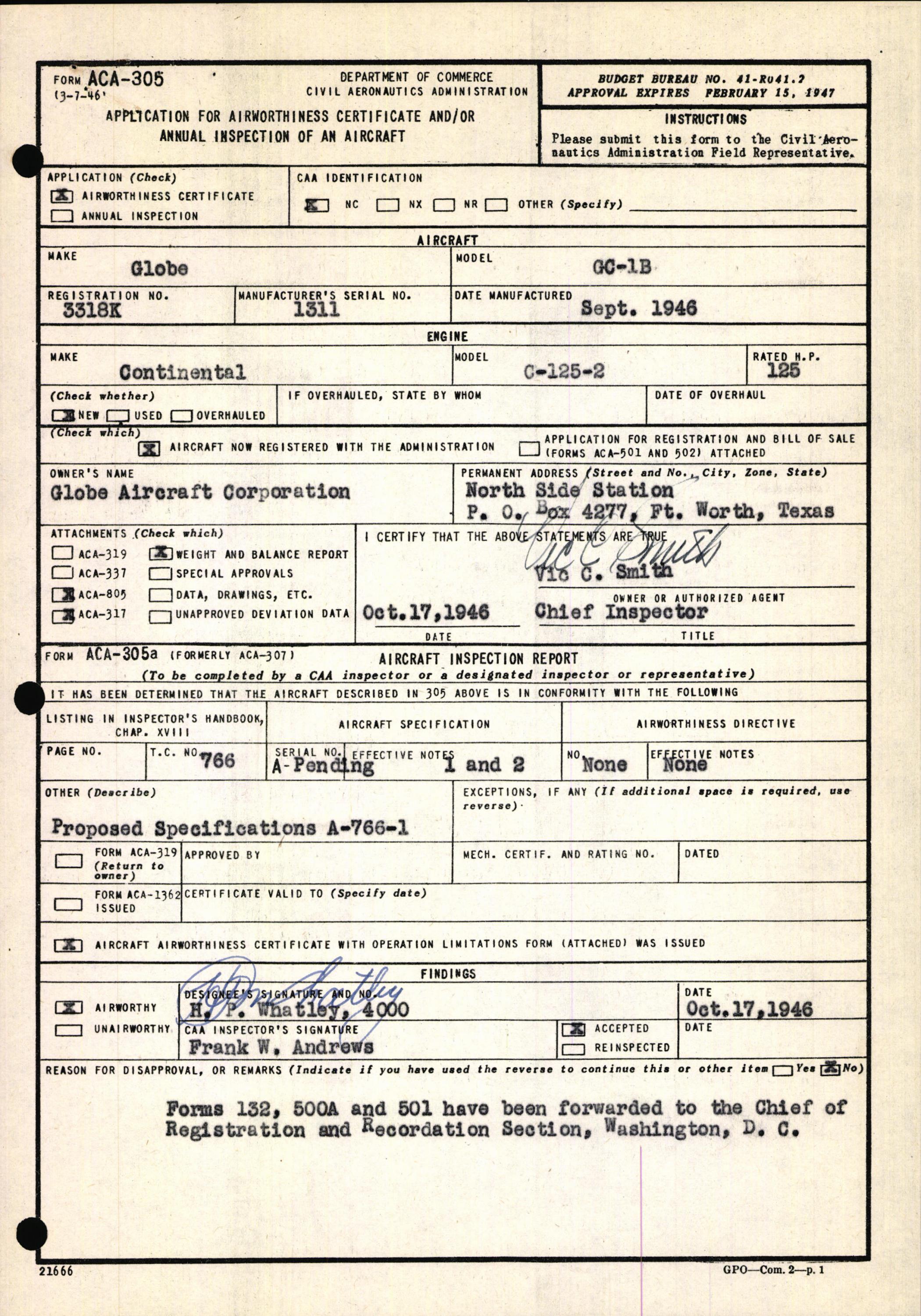 Sample page 3 from AirCorps Library document: Technical Information for Serial Number 1311