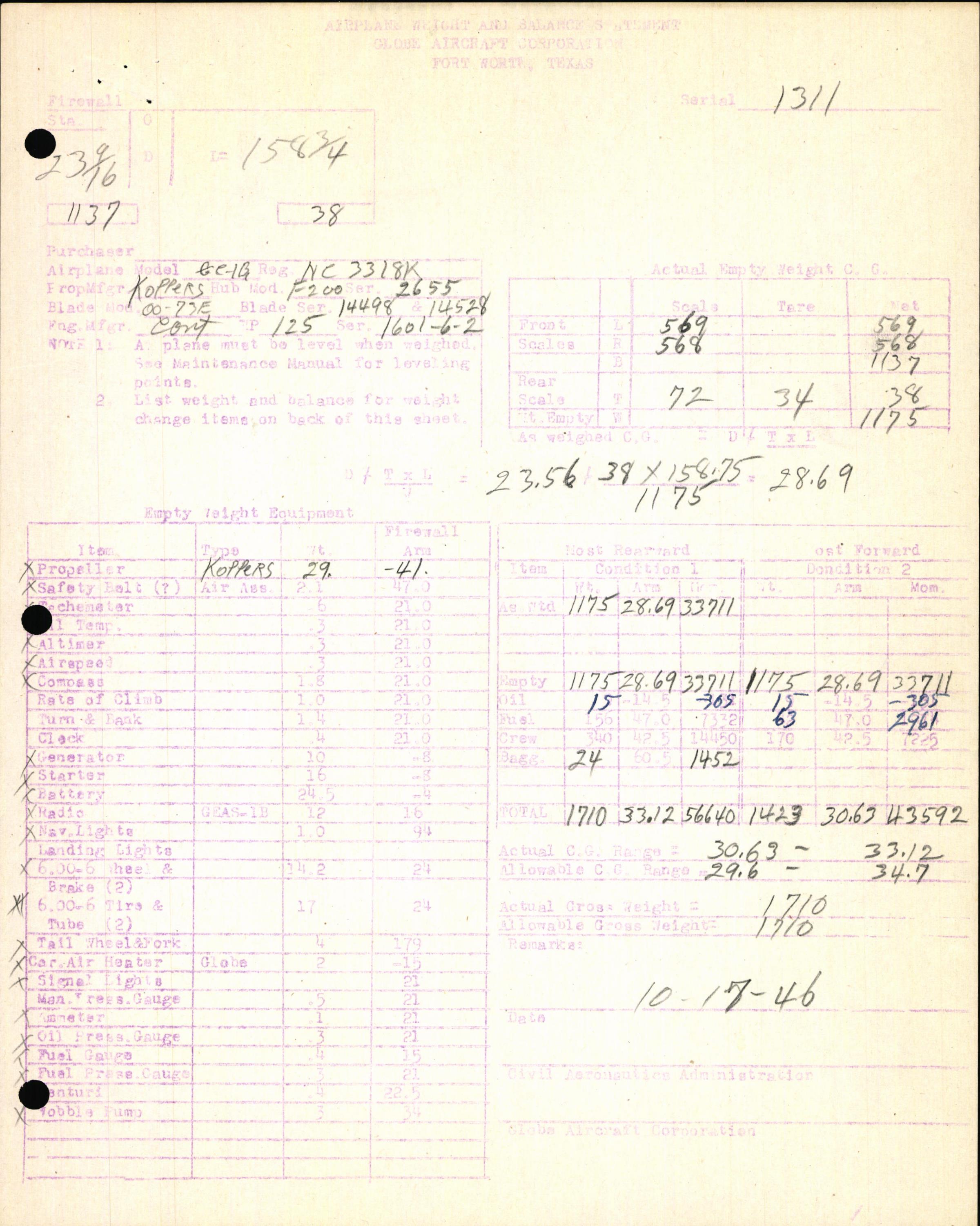 Sample page 7 from AirCorps Library document: Technical Information for Serial Number 1311