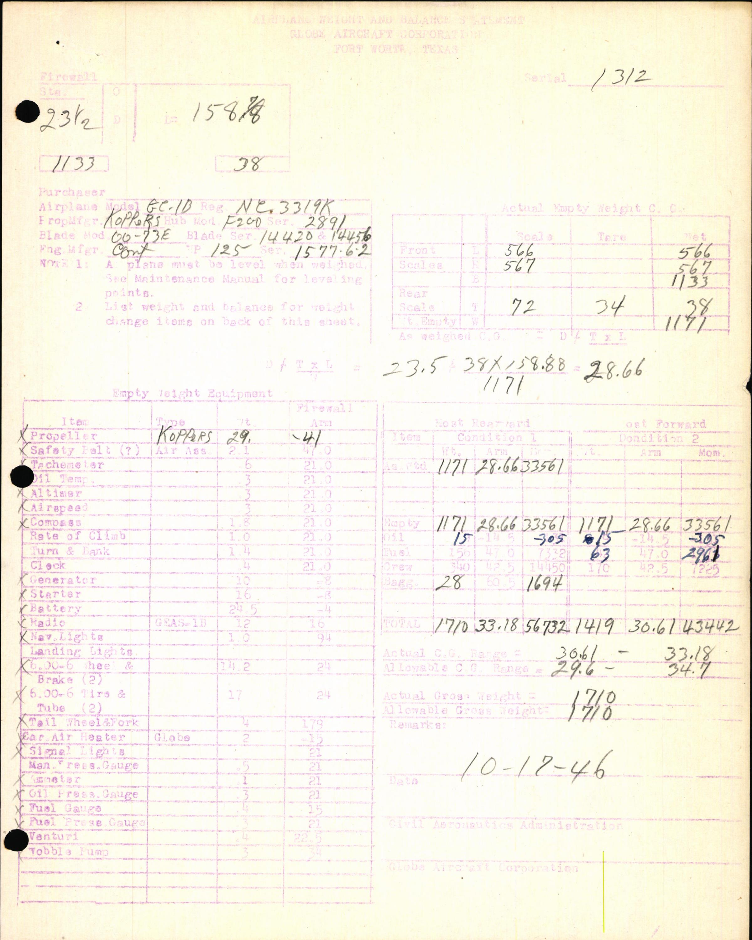Sample page 7 from AirCorps Library document: Technical Information for Serial Number 1312