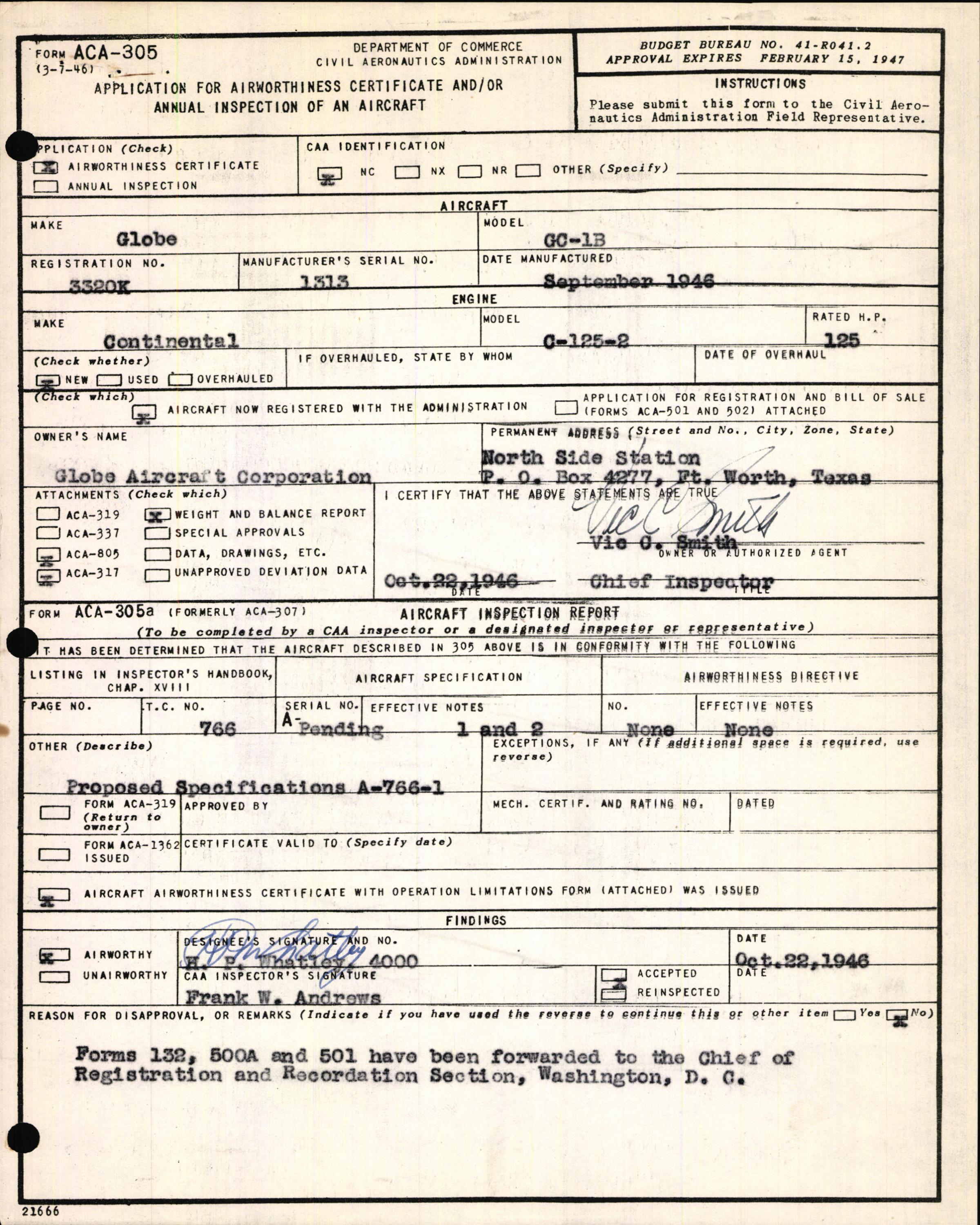 Sample page 3 from AirCorps Library document: Technical Information for Serial Number 1313