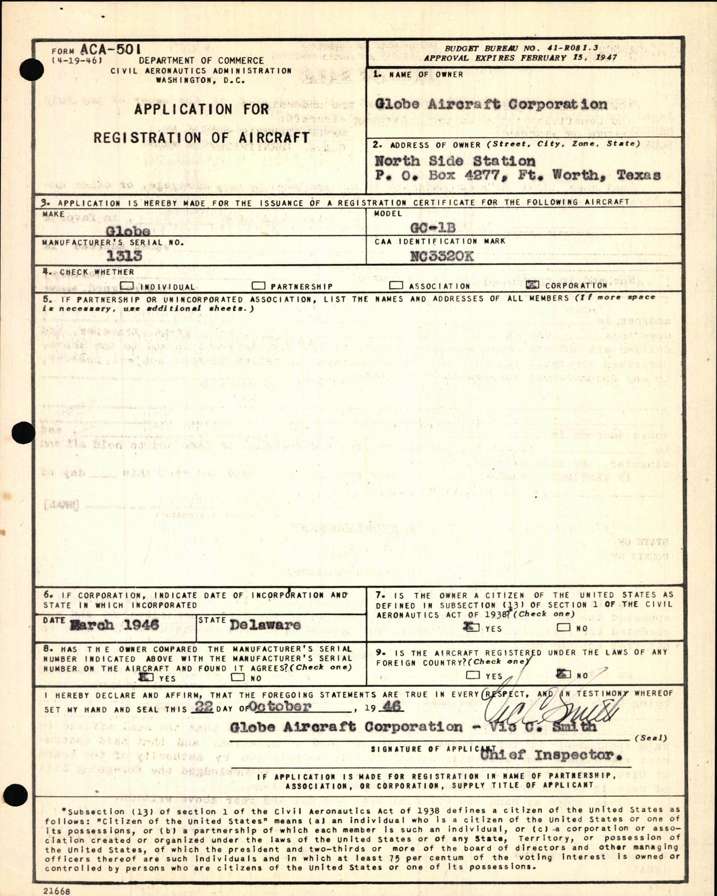 Sample page 5 from AirCorps Library document: Technical Information for Serial Number 1313