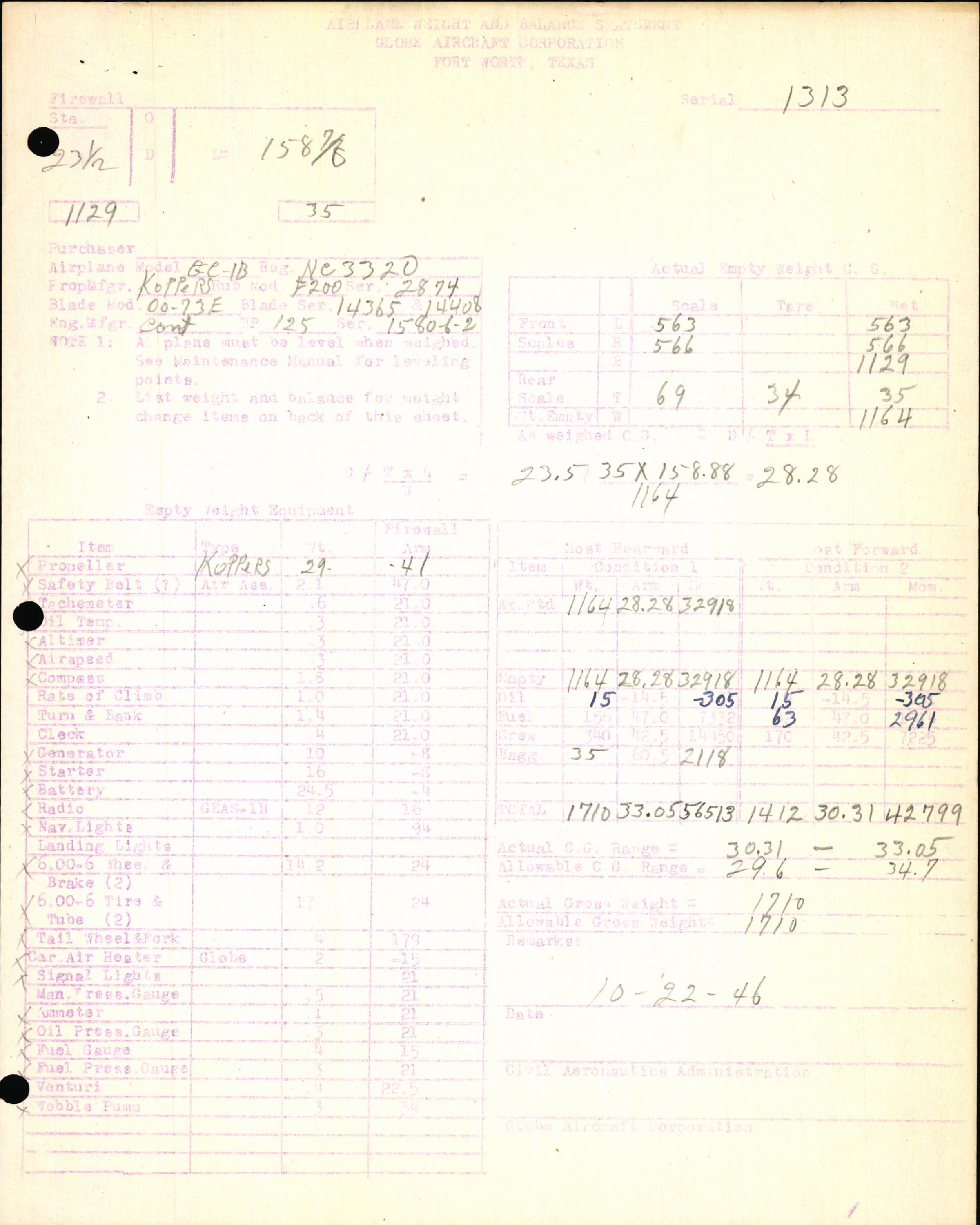 Sample page 7 from AirCorps Library document: Technical Information for Serial Number 1313