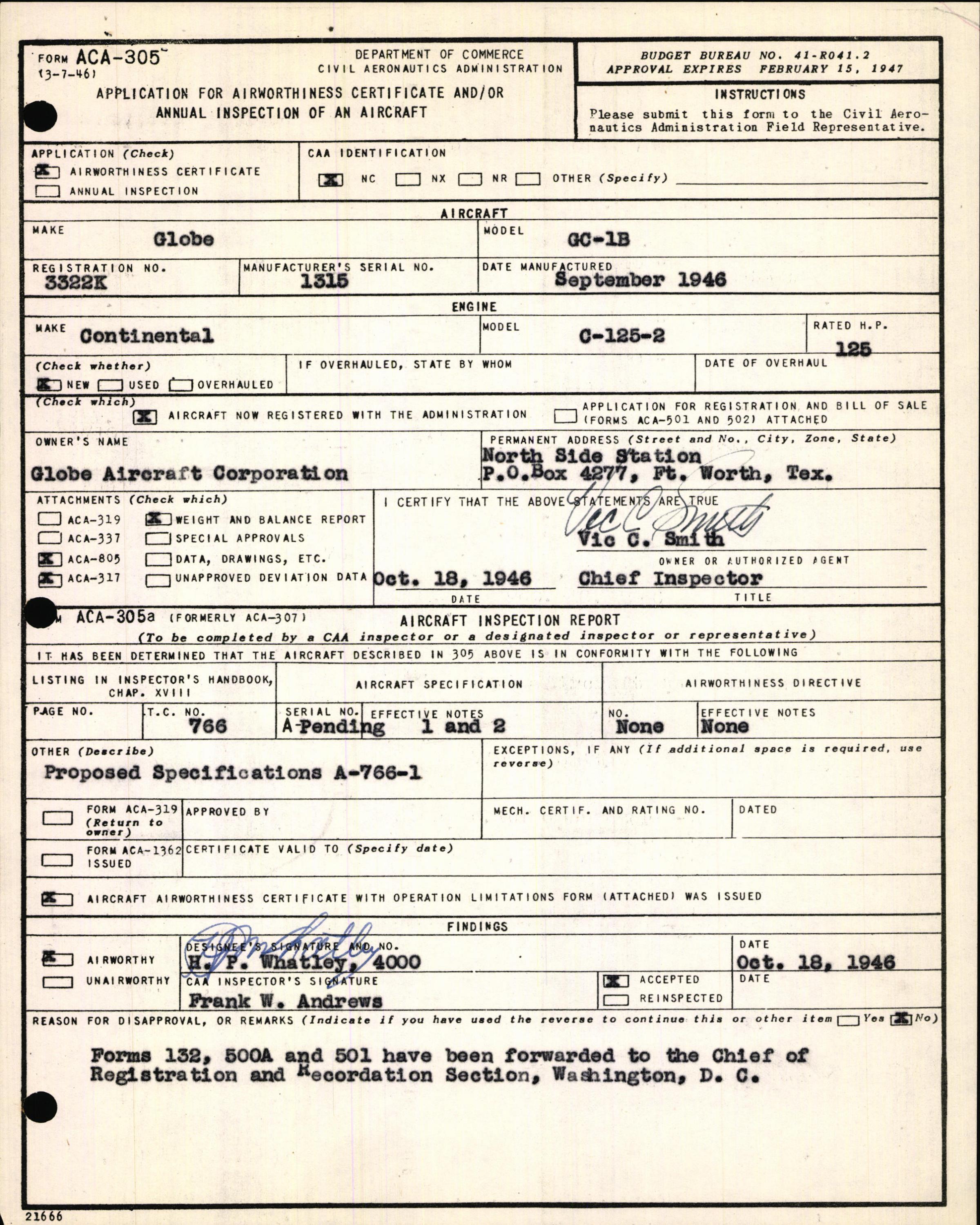 Sample page 3 from AirCorps Library document: Technical Information for Serial Number 1315