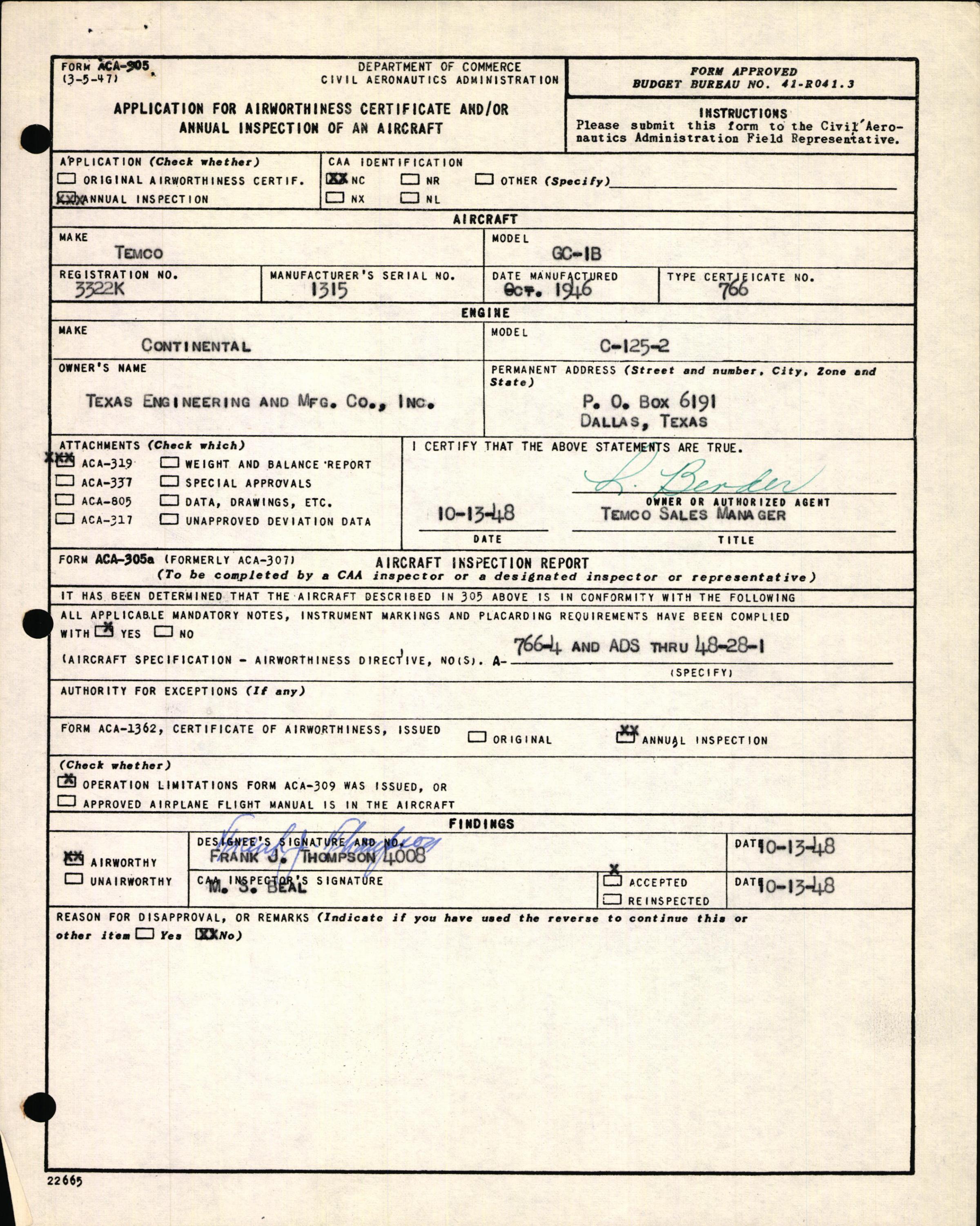 Sample page 7 from AirCorps Library document: Technical Information for Serial Number 1315