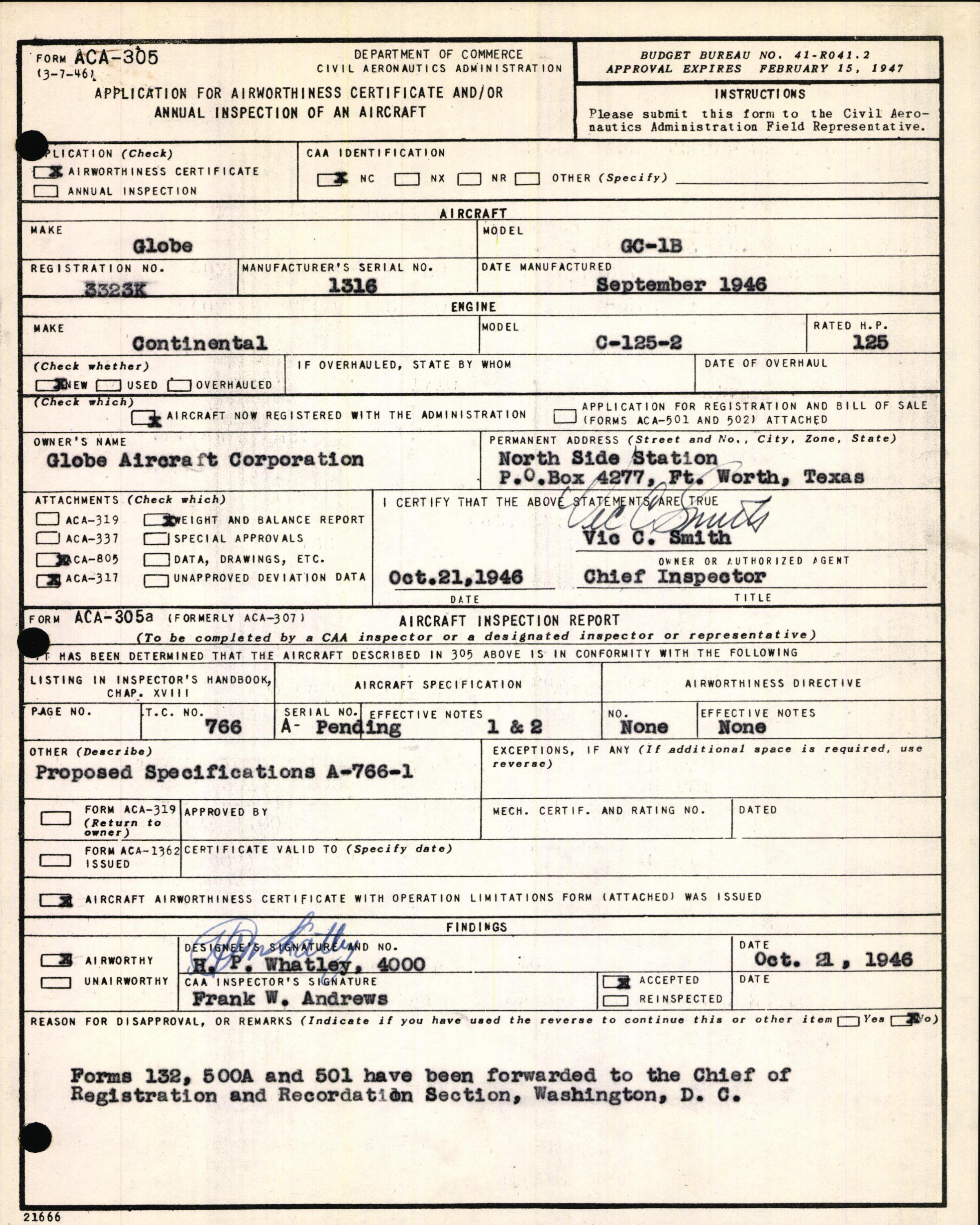 Sample page 3 from AirCorps Library document: Technical Information for Serial Number 1316