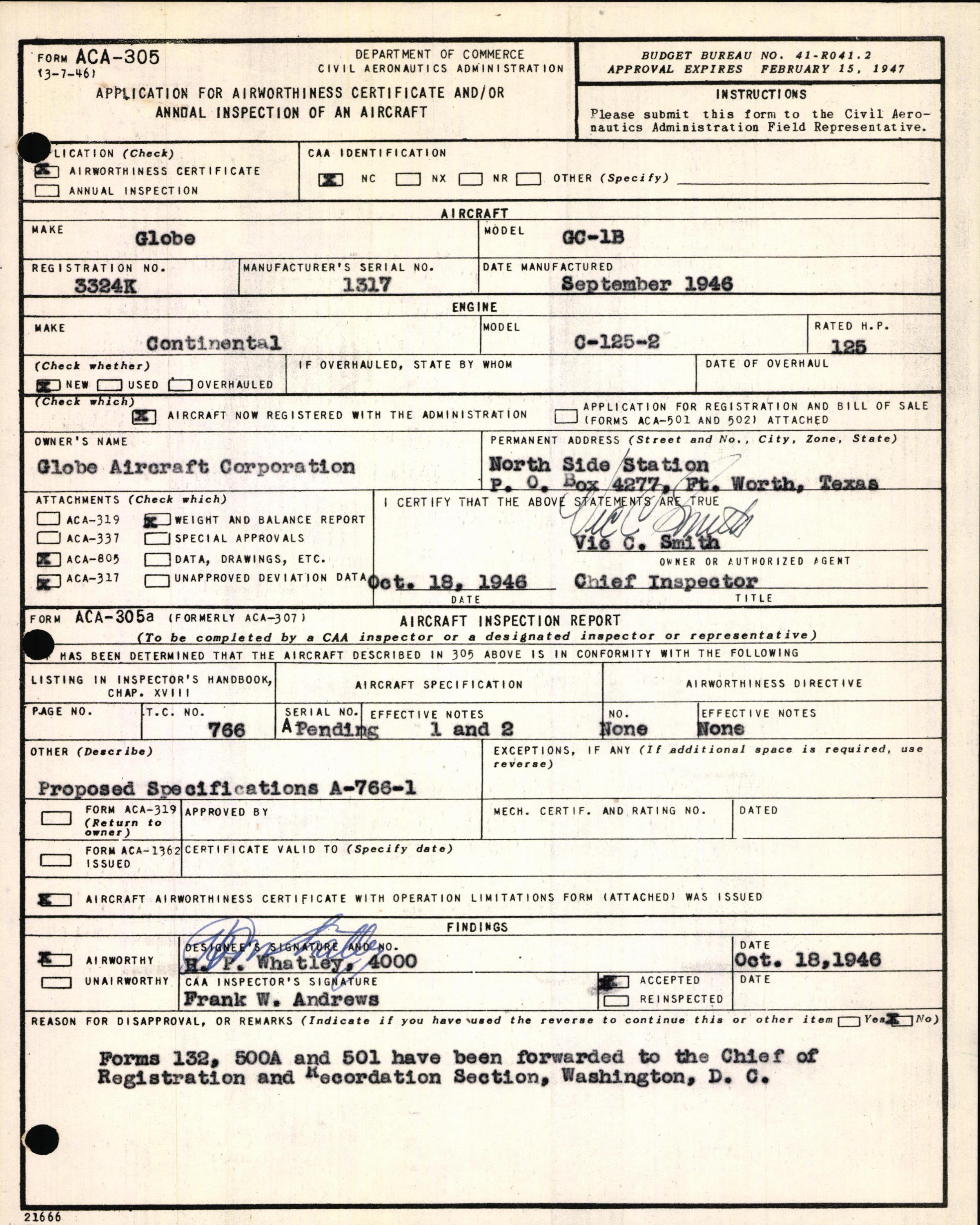 Sample page 3 from AirCorps Library document: Technical Information for Serial Number 1317