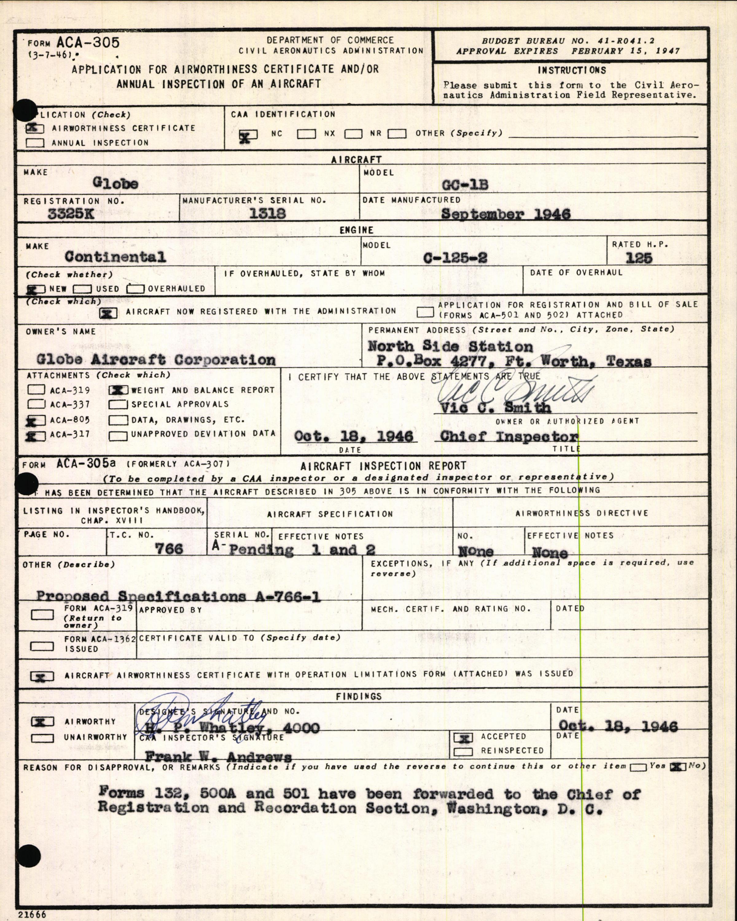 Sample page 3 from AirCorps Library document: Technical Information for Serial Number 1318