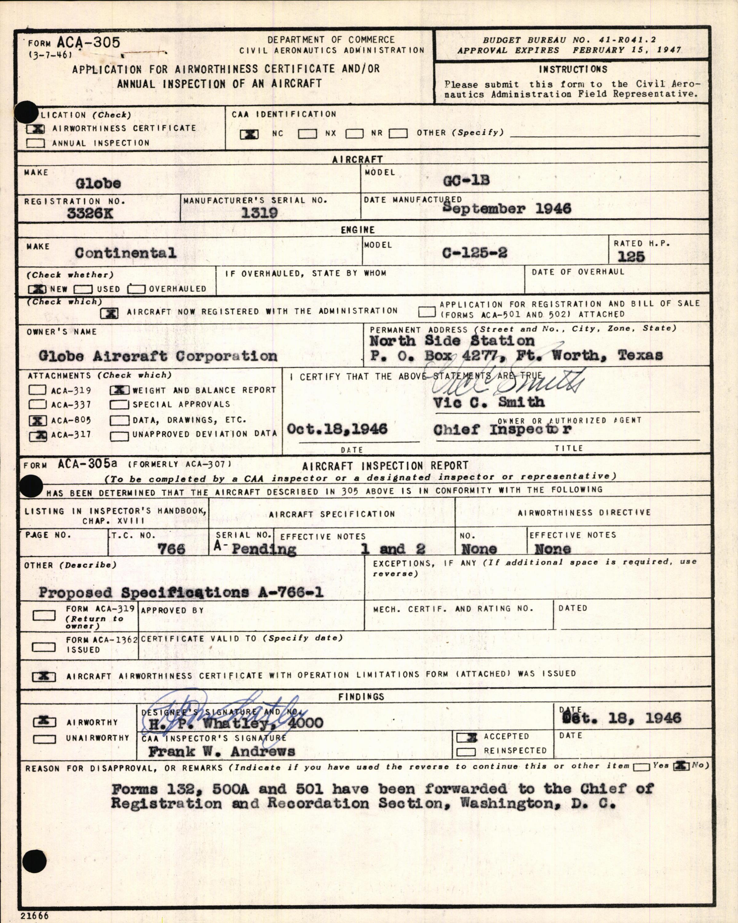 Sample page 3 from AirCorps Library document: Technical Information for Serial Number 1319