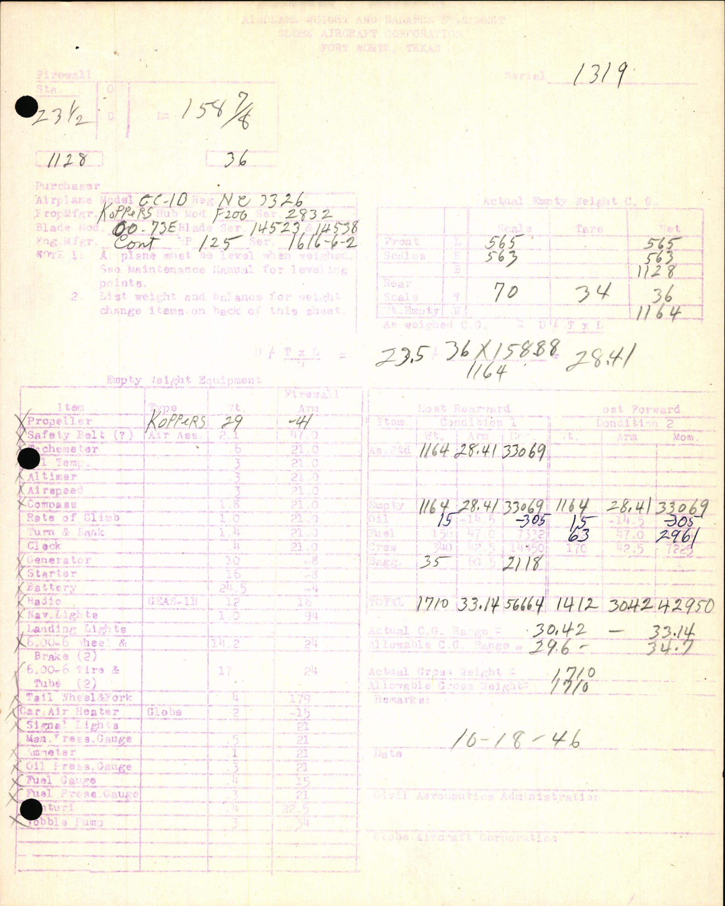 Sample page 7 from AirCorps Library document: Technical Information for Serial Number 1319