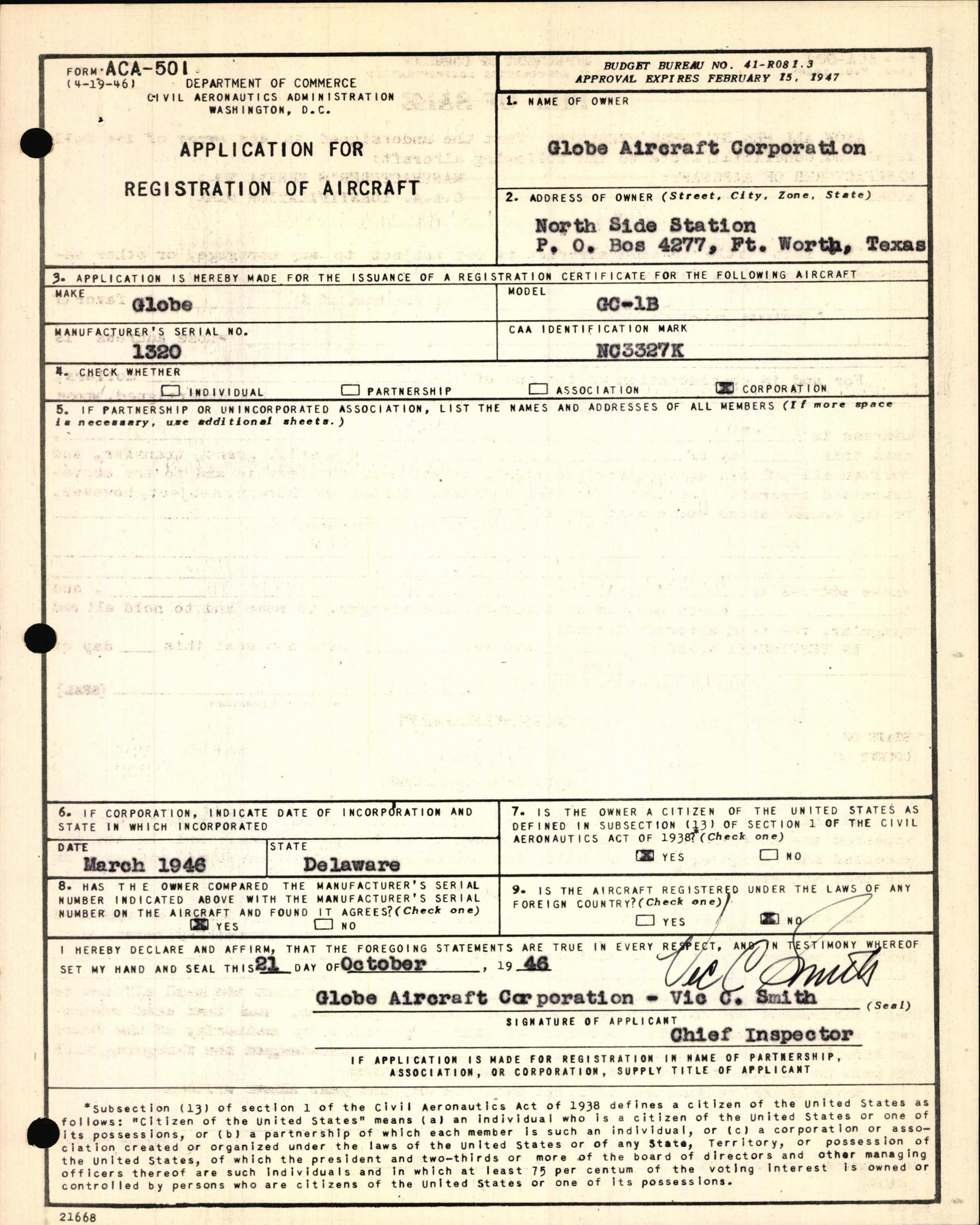 Sample page 3 from AirCorps Library document: Technical Information for Serial Number 1320