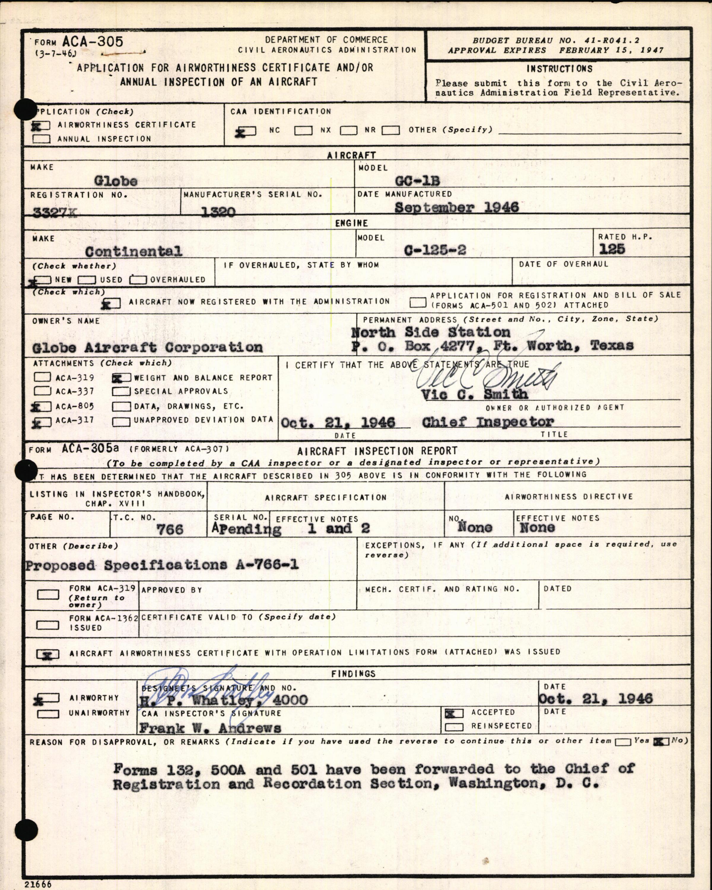 Sample page 5 from AirCorps Library document: Technical Information for Serial Number 1320