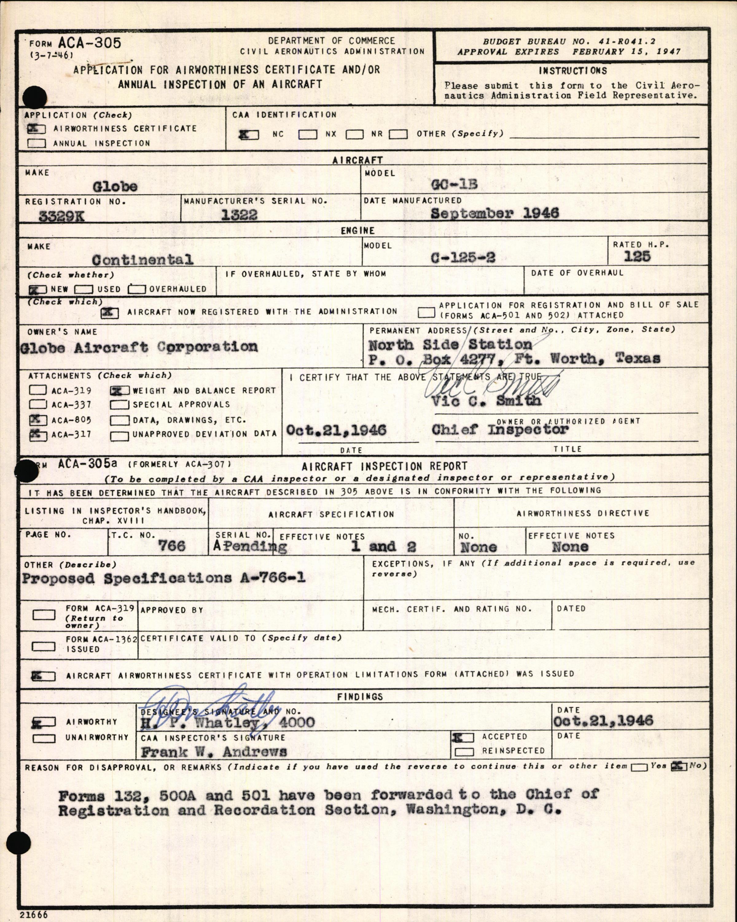 Sample page 3 from AirCorps Library document: Technical Information for Serial Number 1322