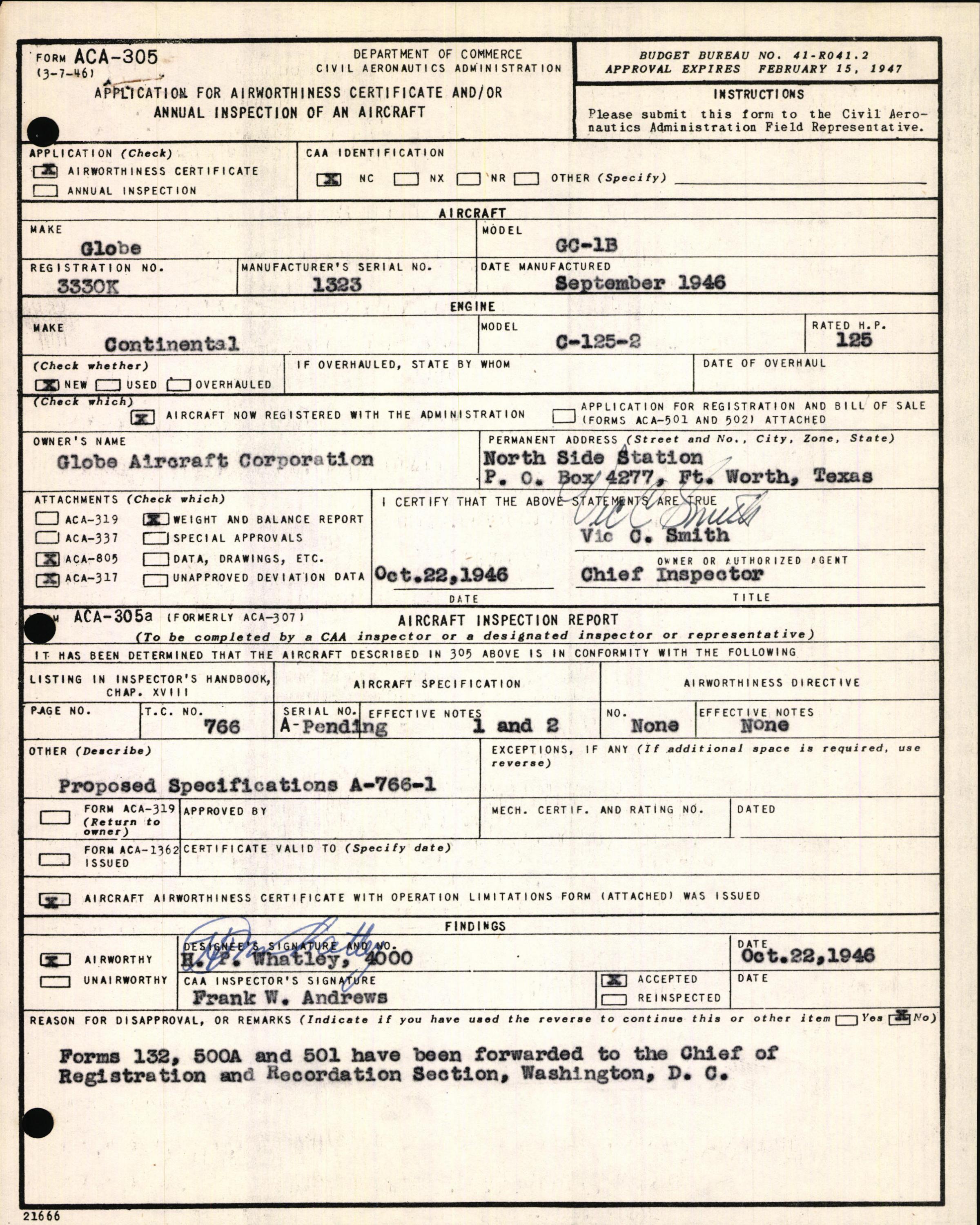 Sample page 3 from AirCorps Library document: Technical Information for Serial Number 1323