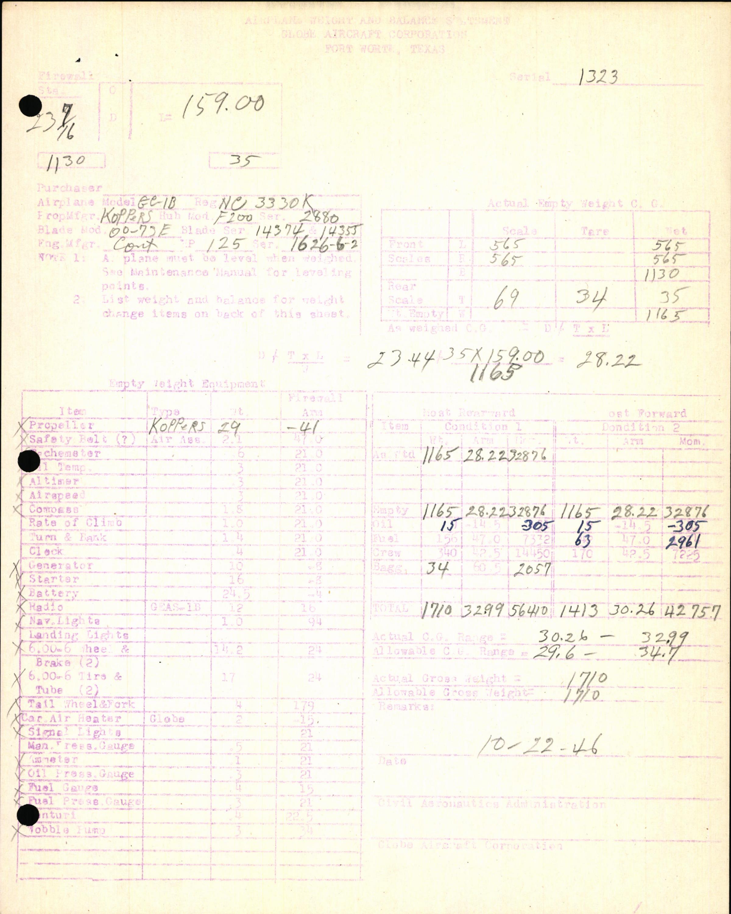 Sample page 7 from AirCorps Library document: Technical Information for Serial Number 1323