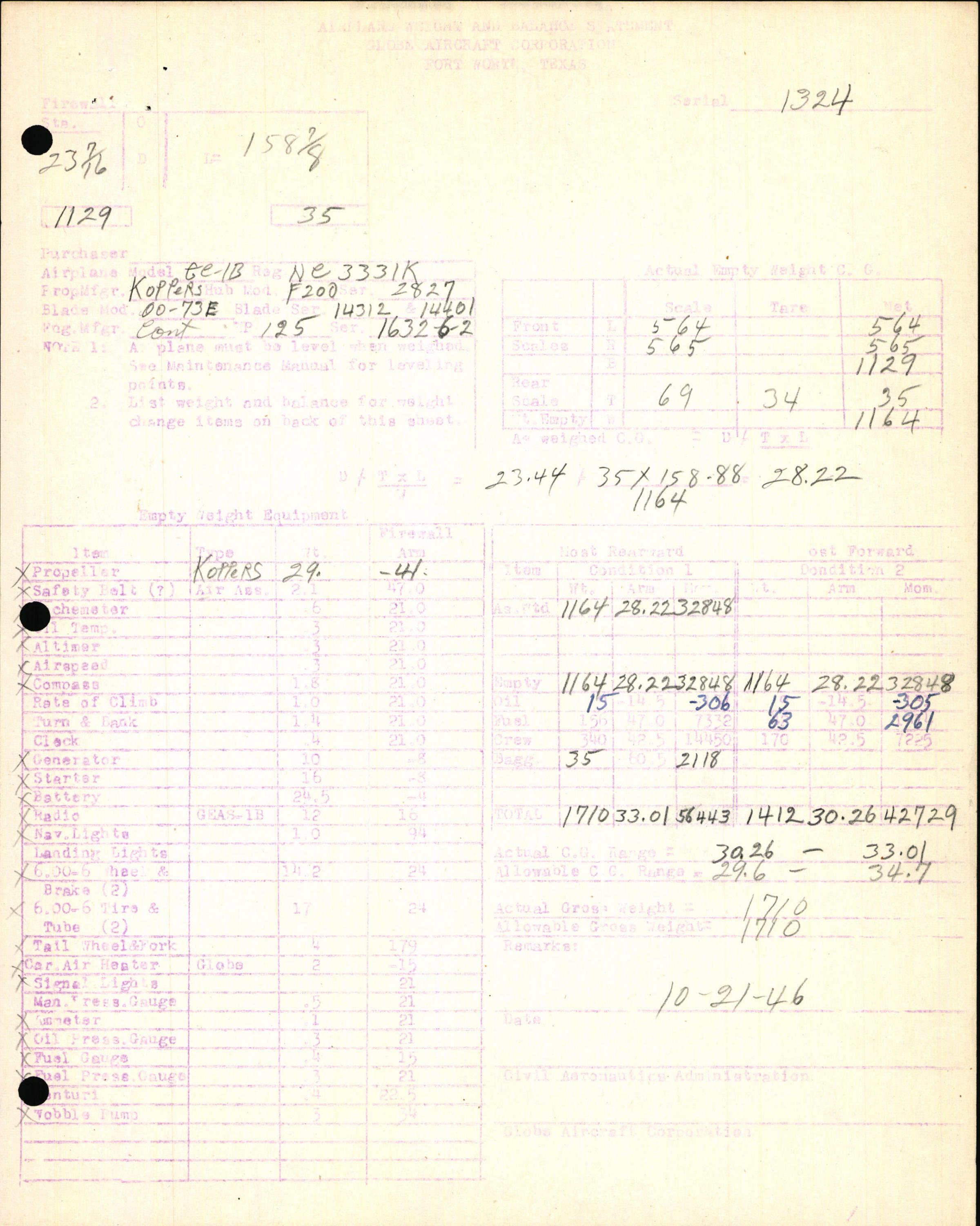 Sample page 7 from AirCorps Library document: Technical Information for Serial Number 1324