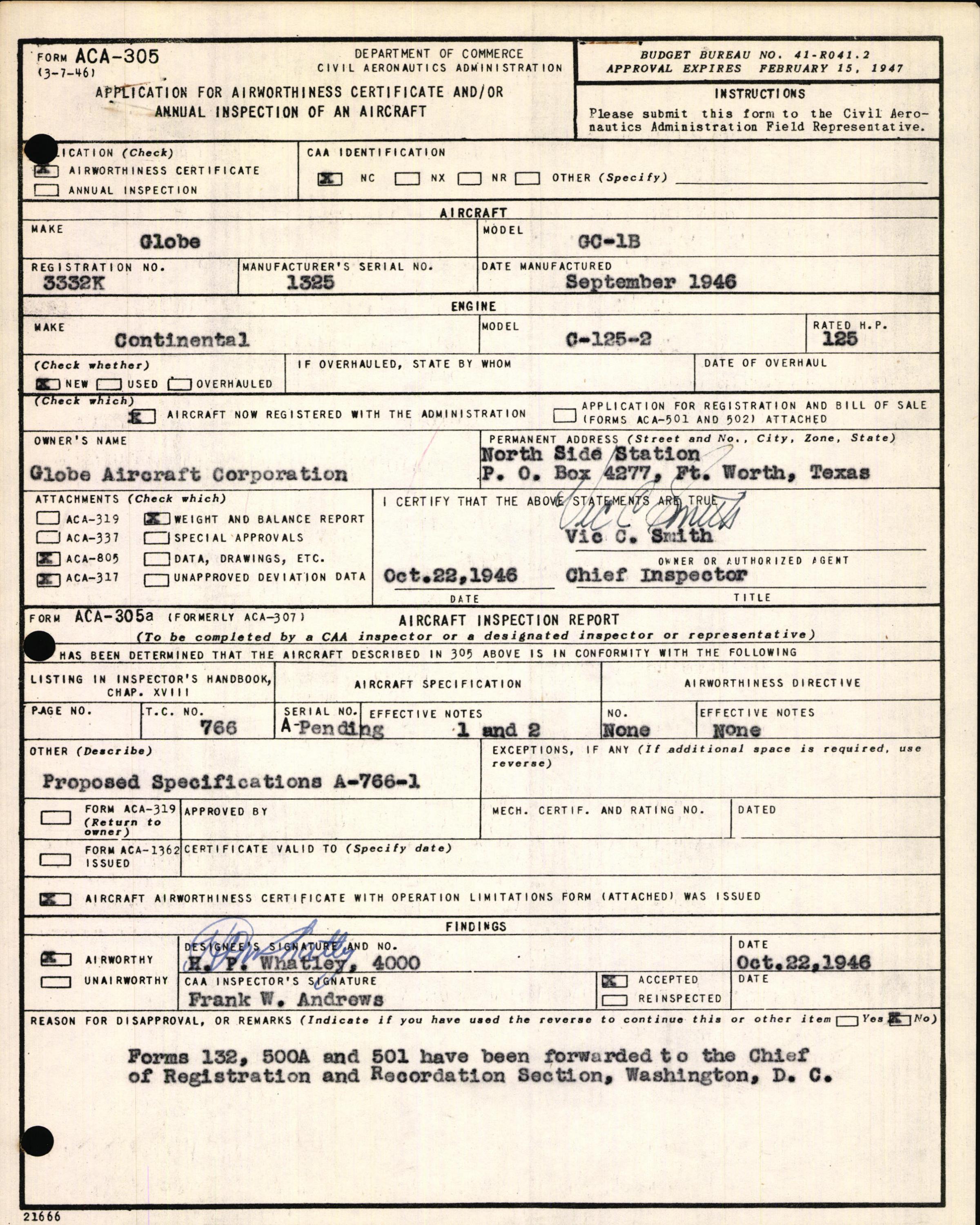 Sample page 3 from AirCorps Library document: Technical Information for Serial Number 1325