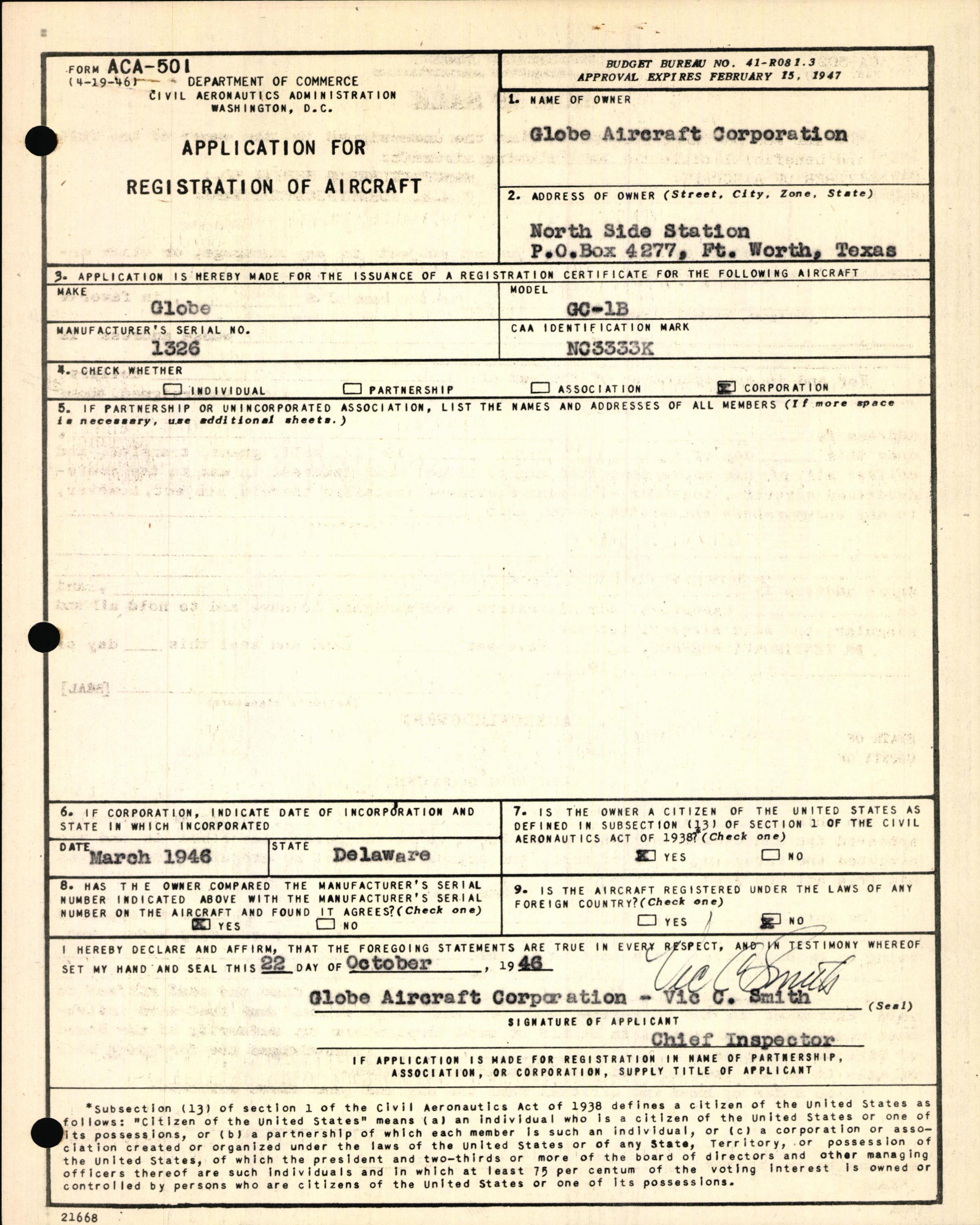 Sample page 3 from AirCorps Library document: Technical Information for Serial Number 1326