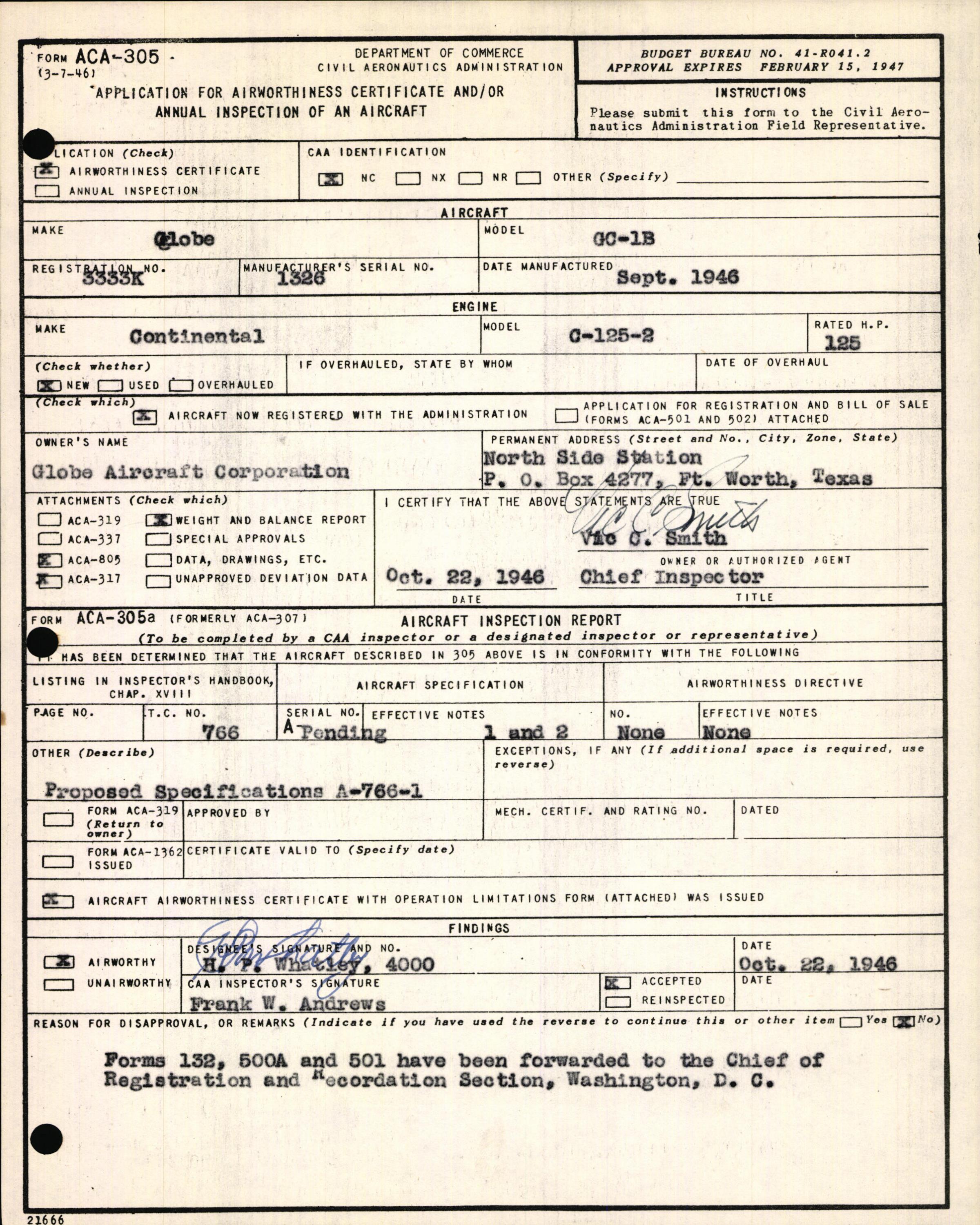 Sample page 5 from AirCorps Library document: Technical Information for Serial Number 1326