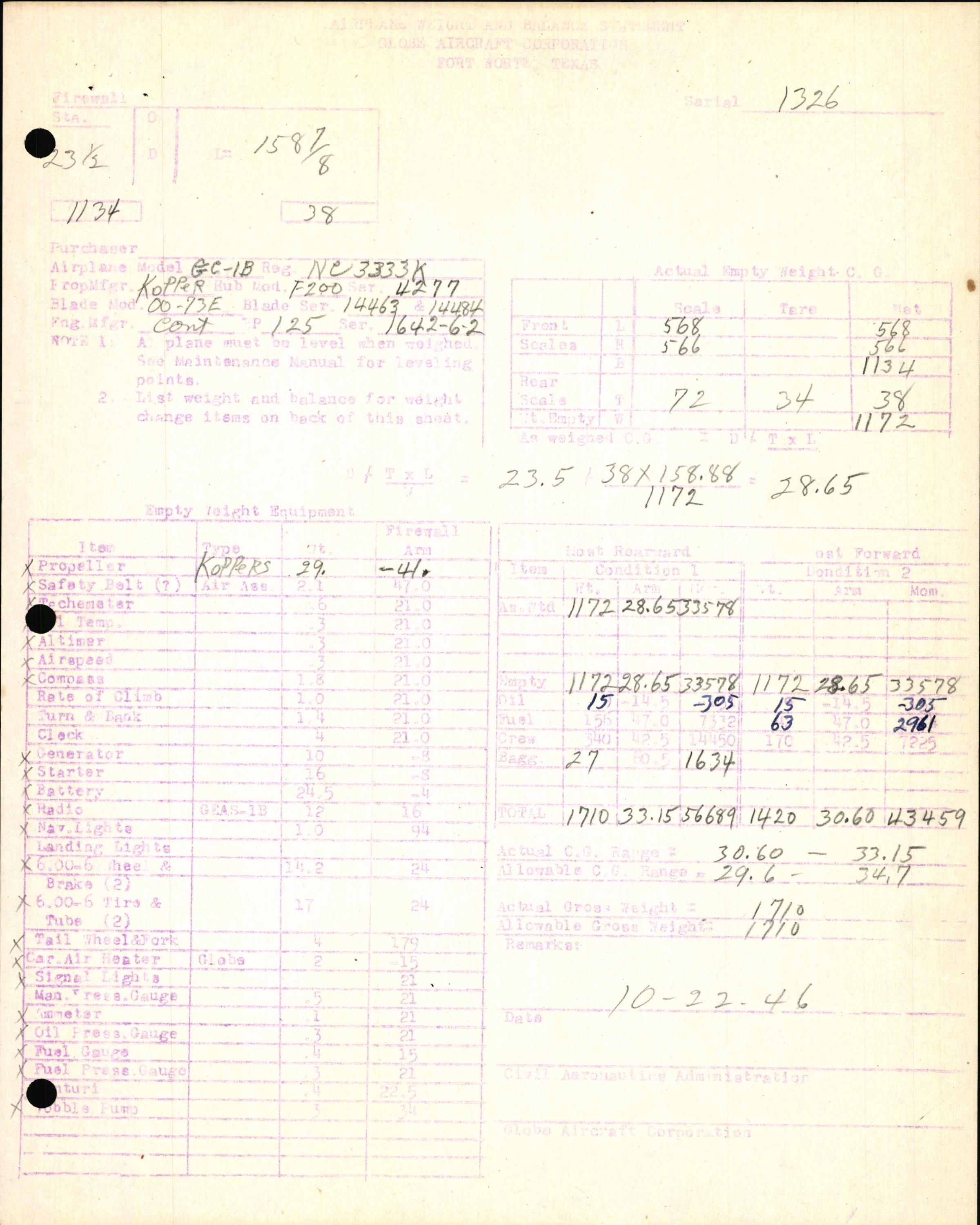 Sample page 7 from AirCorps Library document: Technical Information for Serial Number 1326