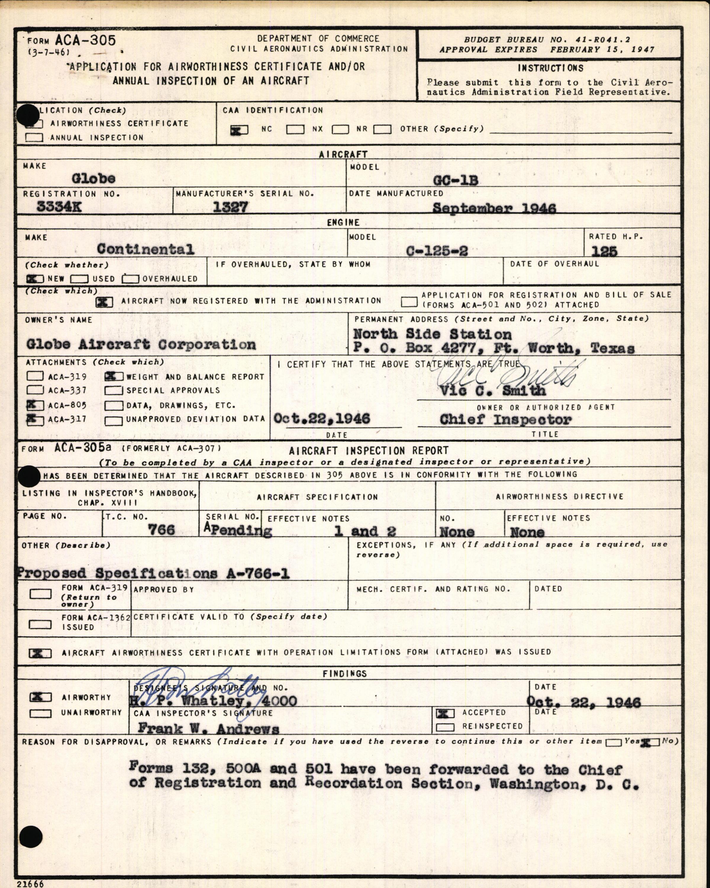 Sample page 3 from AirCorps Library document: Technical Information for Serial Number 1327