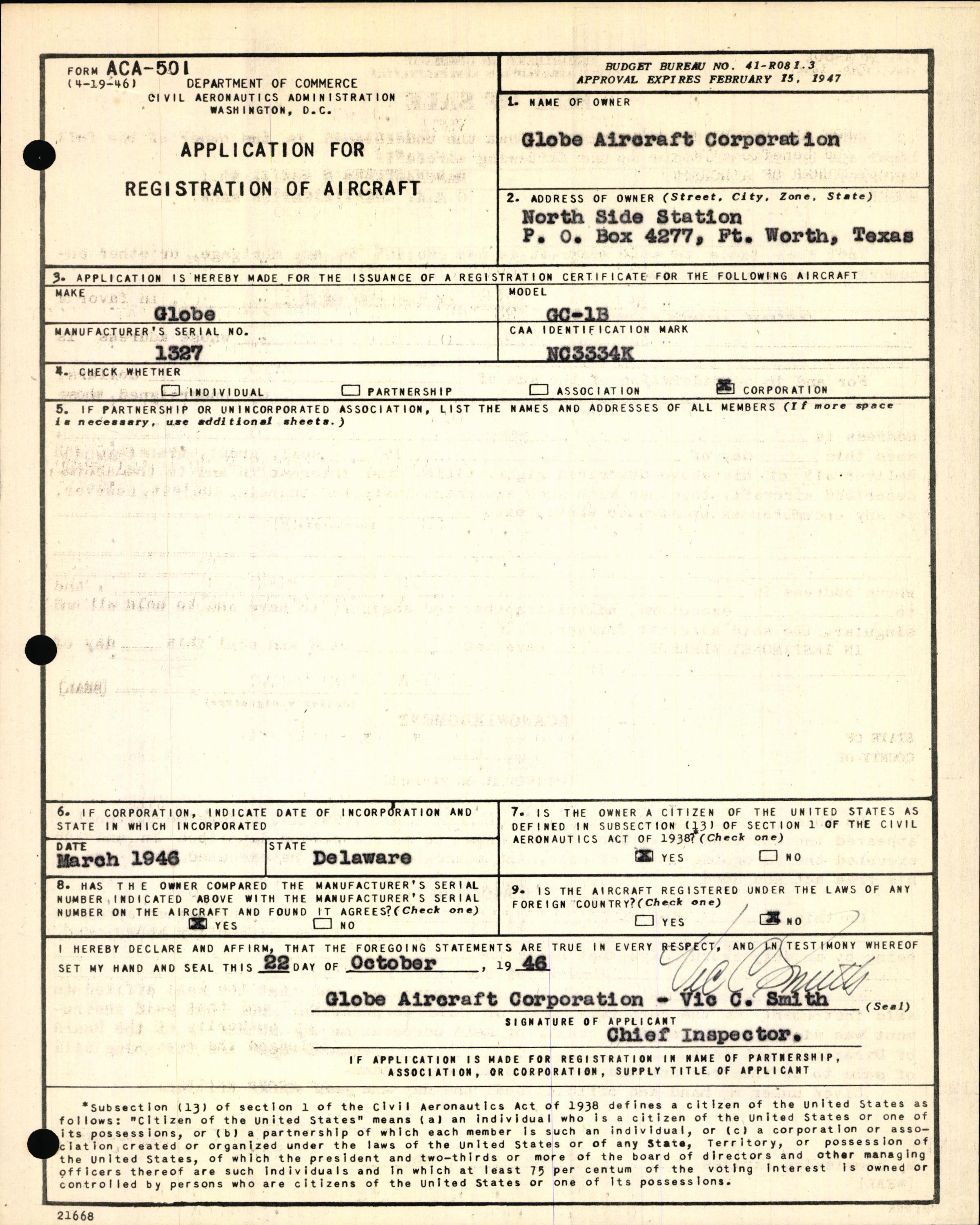 Sample page 5 from AirCorps Library document: Technical Information for Serial Number 1327